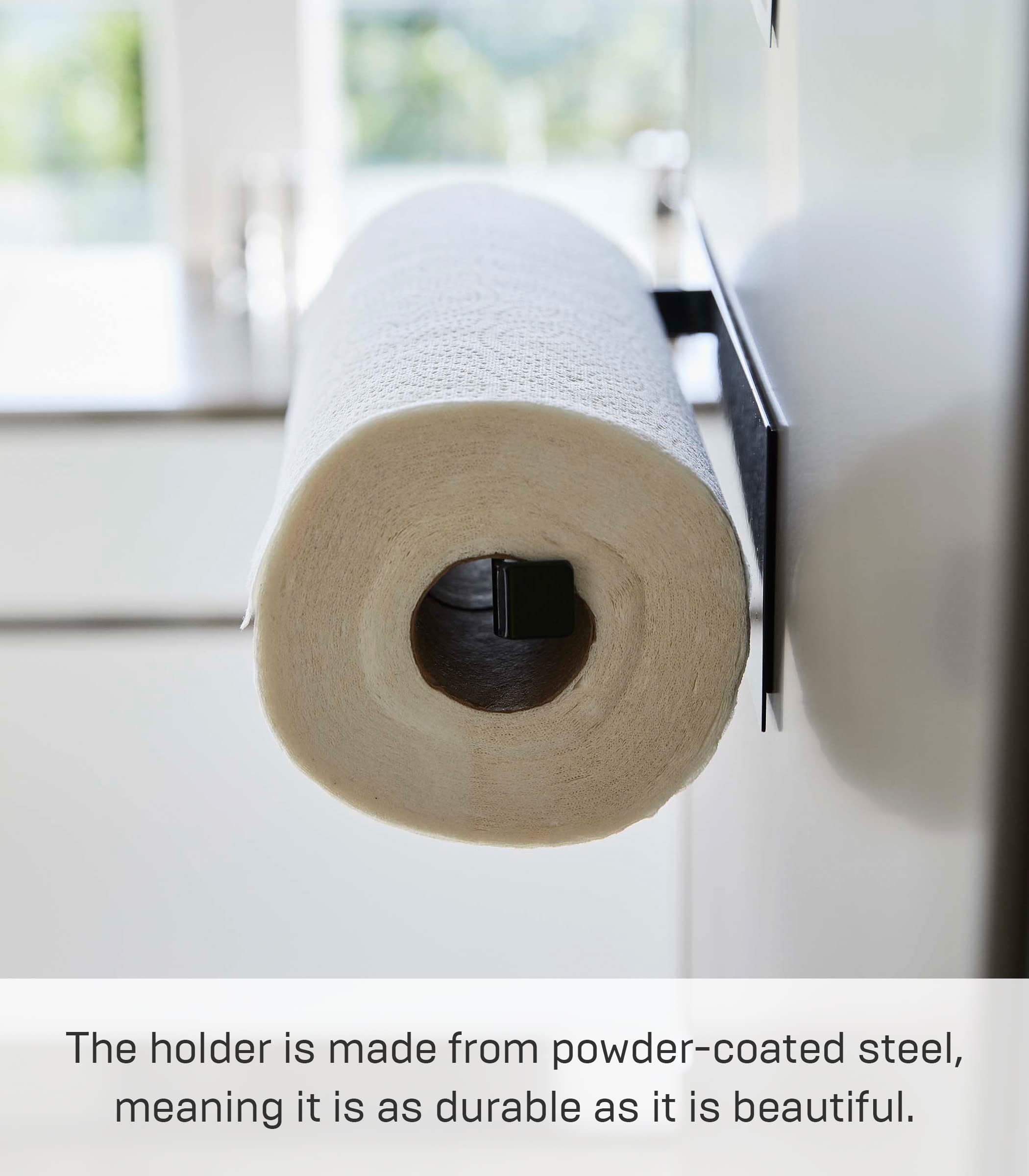 Yamazaki Home Magnetic Paper Holder Metal Roll Dispenser, Vertical Or Horizontal Mounted Kitchen Towel Rack | Steel, One Size, B