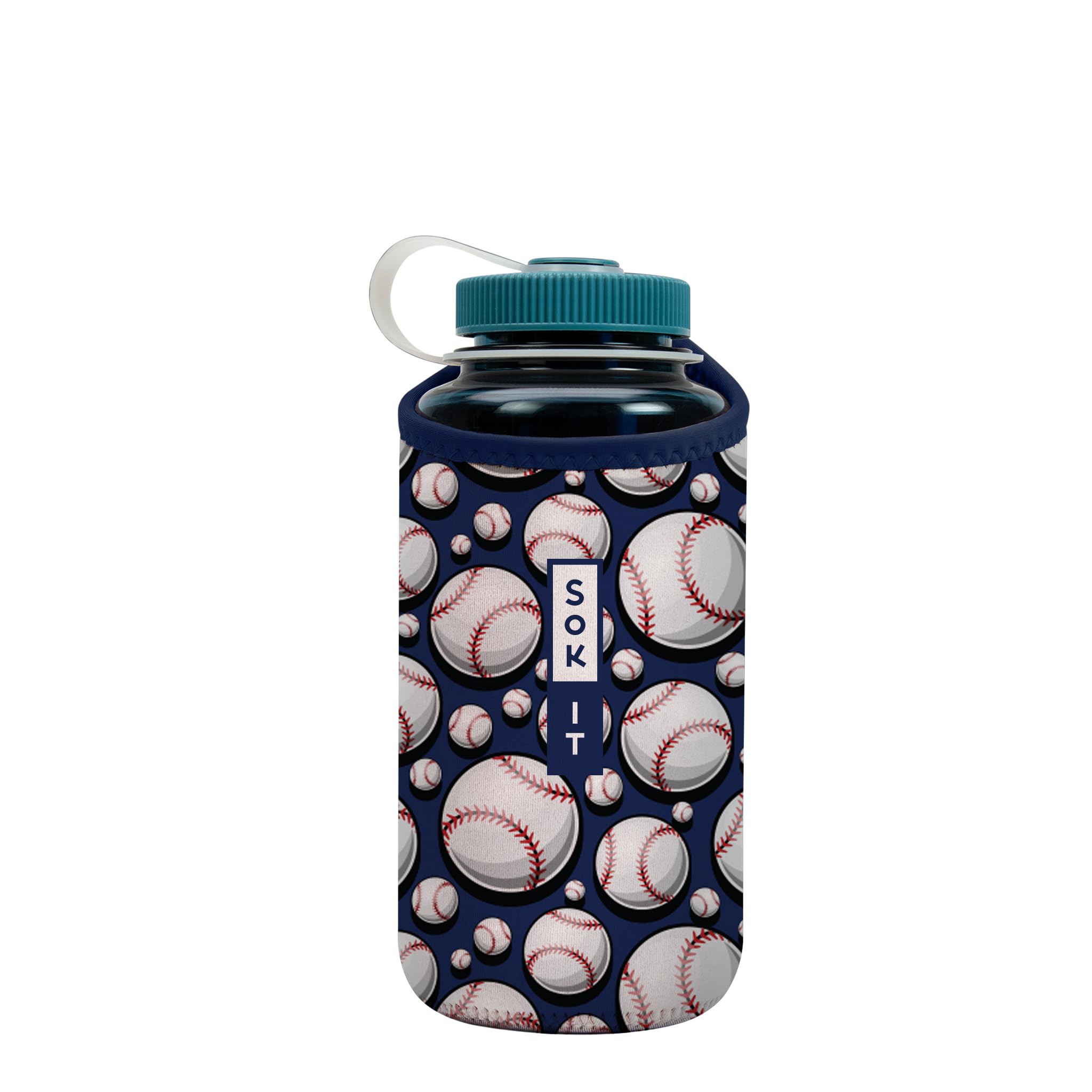 Sok It BotlSok Water Bottle Sleeve Insulated Neoprene Cover (Baseball, Fits 32oz Nalgene)