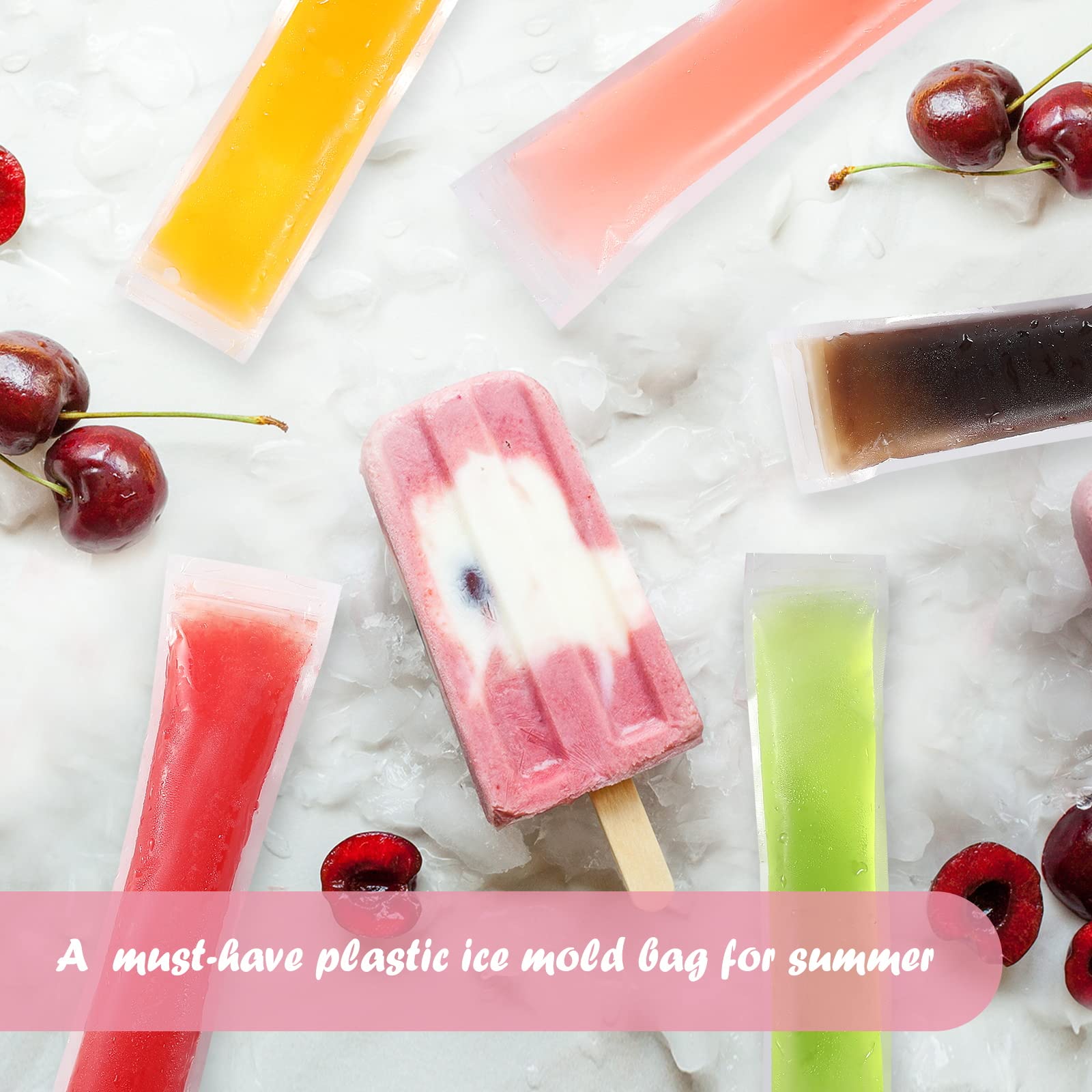 100 Pack Diy Disposable Ice Pop Bags Popsicle Molds Bags Mold Bags Homemade Ice Lolly Bags With Silicone Funnels Freeze Snacks F