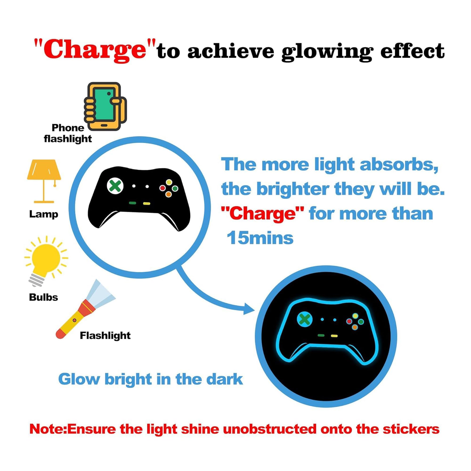 Gamer Wall Decals Stickers Glow In The Dark Wall Decals Game Wall Stickers Gaming Controller Wall Decals Game Room Decor Video G