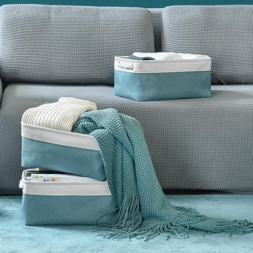 Thewarmhome Fabric Storage Bin With Handles,Storage Basket For Home Storage And Organization, Shelf Basket With Cover For Living