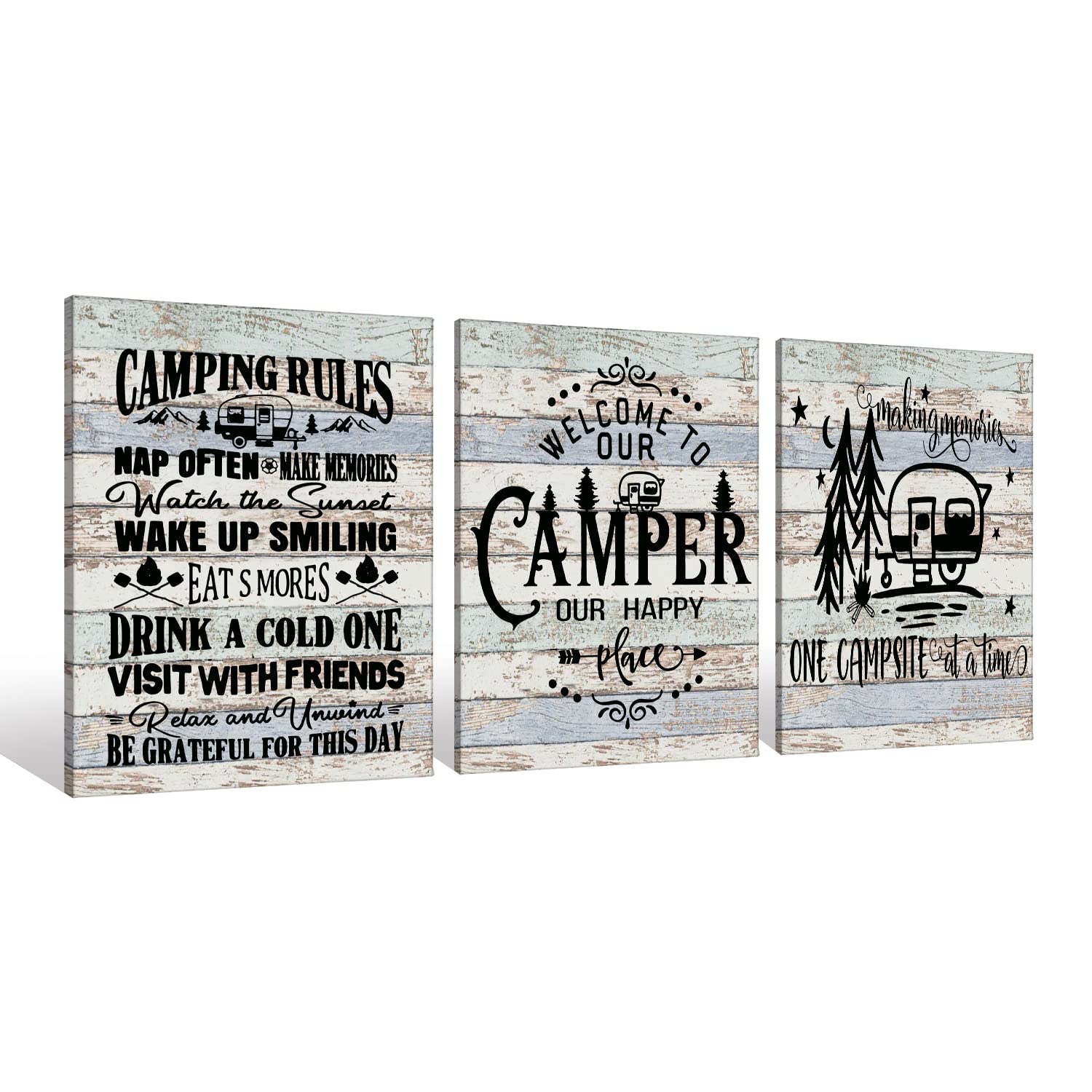 Camper Camping Rules Campsite Canvas Wall Art Prints Artwork Signs Framed For Lake House Cabin Porch Campsite Wall Decor Home Ro