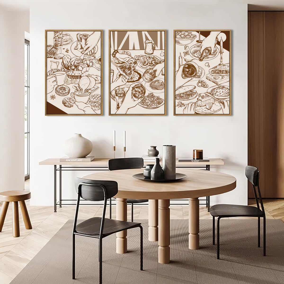 Anhuib Kitchen Wall Art 16X24 Inch Large Modern Cheers Wall Decor Vintage Food Wall Art Sketch Pizza Paintings Gathering Decor S