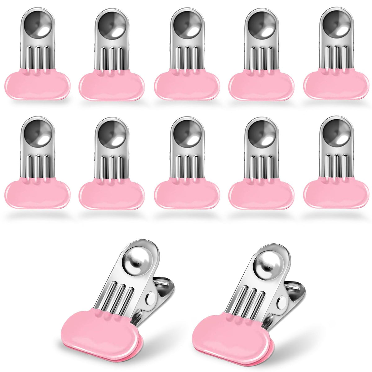 Chip Bag Clips For Food Storage, Pink Chip Clips Bag Clips Food Clips Bread, Upgrade Wide 1.5 Inches Stainless Steel Food Clips
