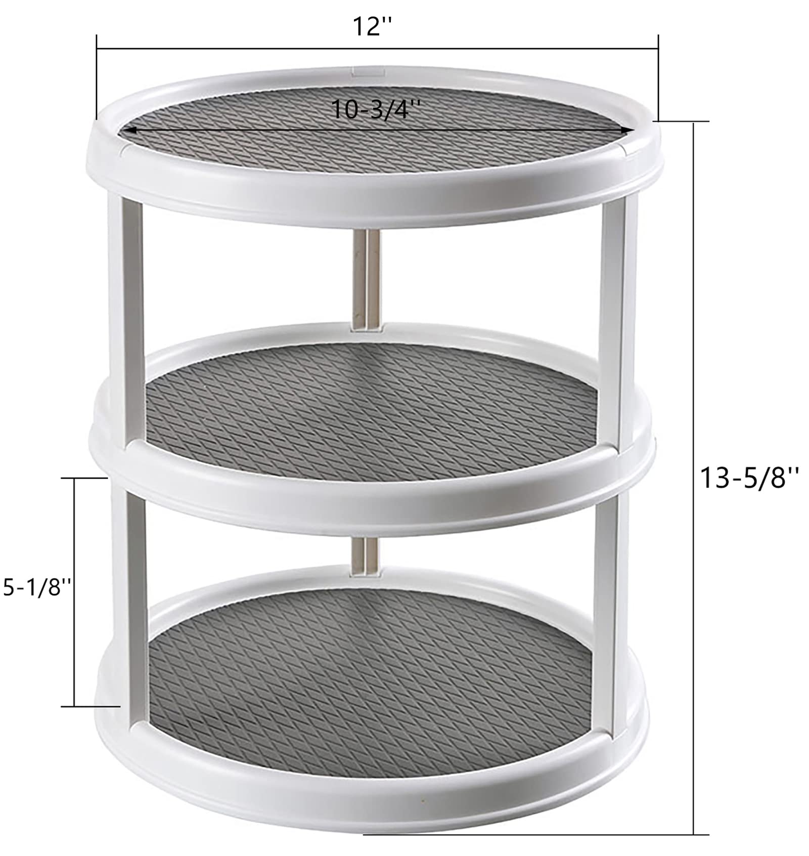 Yesland 3 Tier Lazy Susan Turntable - 12'' Round Tiered Rotating Kitchen Spice Organizer And Non-Skid Organization Storage Conta