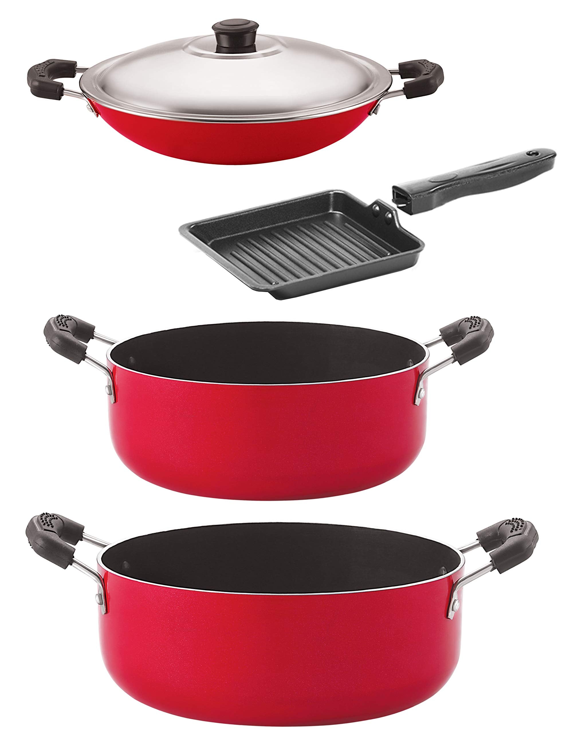 Nirlon NonStick Aluminium Heat Resistance Cookware Set With Bakelite Handle, Gas Compatible (Ac_Cs20_Sgp_Cs24)