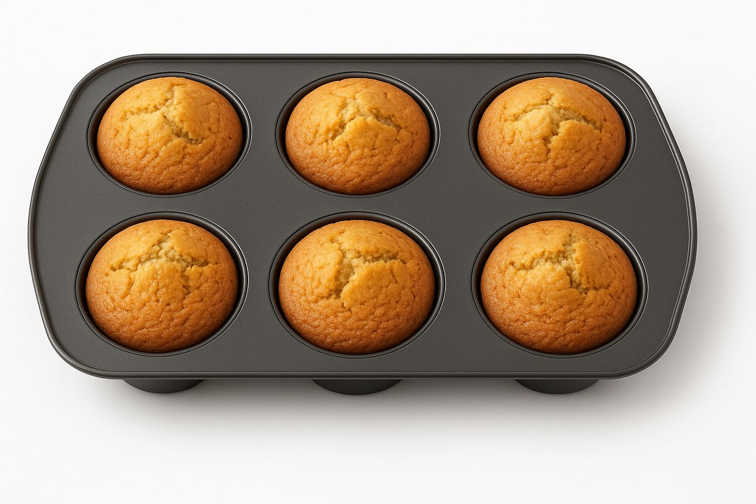 Sofinni Muffin Pan, Nonstick Tin Cake Pie Cookie Baking Tins Bundt Mold Cupcake Molds Cheesecake Sheet (6 Cup), 3.5'' Each Cup