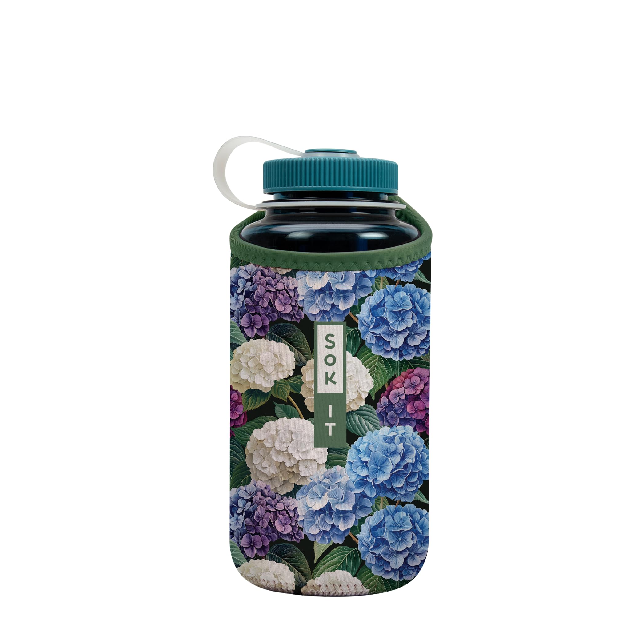 Sok It BotlSok Water Bottle Sleeve Insulated Neoprene Cover (Hydrangea Garden, Fits 32oz Nalgene)