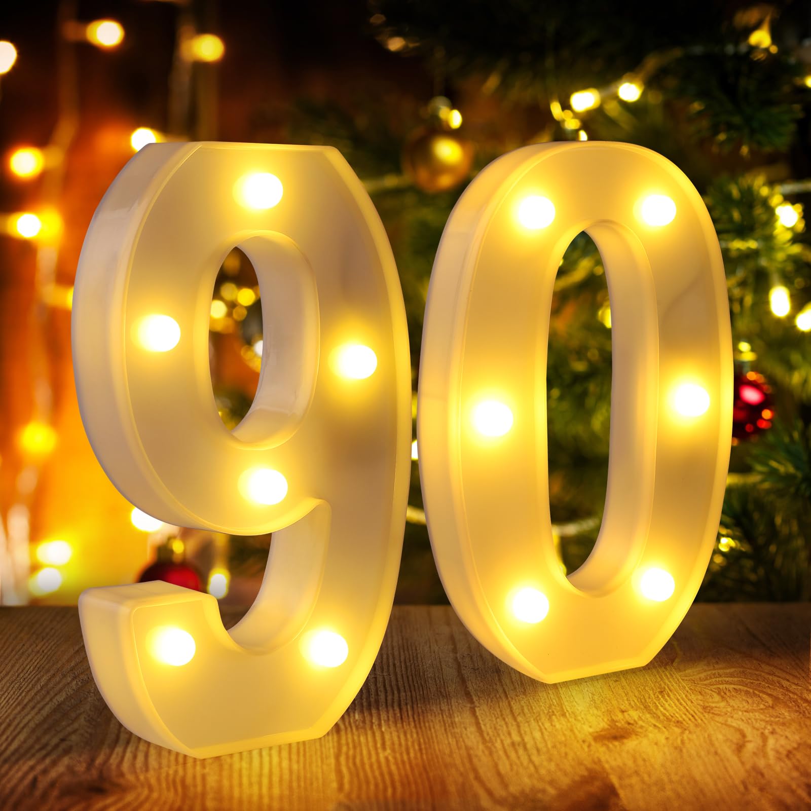 90th Birthday Decorations for Women Men,Happy 90 Birthday Decorations for Centerpieces Table,90 Light Up Numbers Sign Led for Pa