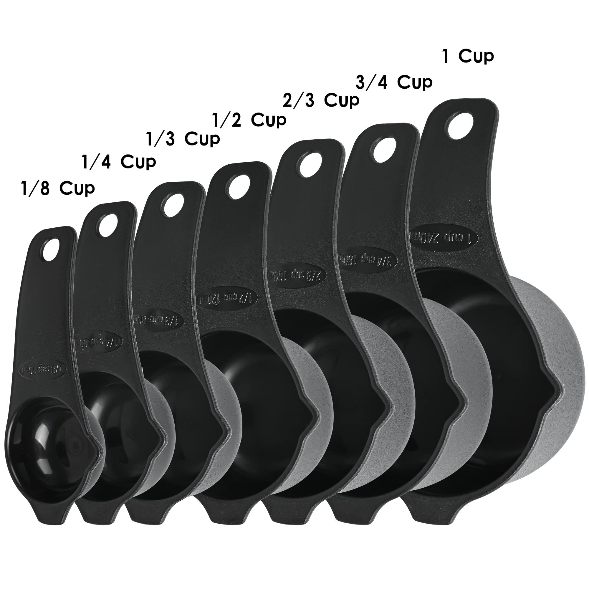 Spuvgvc Plastic Measuring Cups And Spoons Set,Black Dry Measuring Cups Set With Spout And Leveler For Kitchen And Baking, Bpa Fr