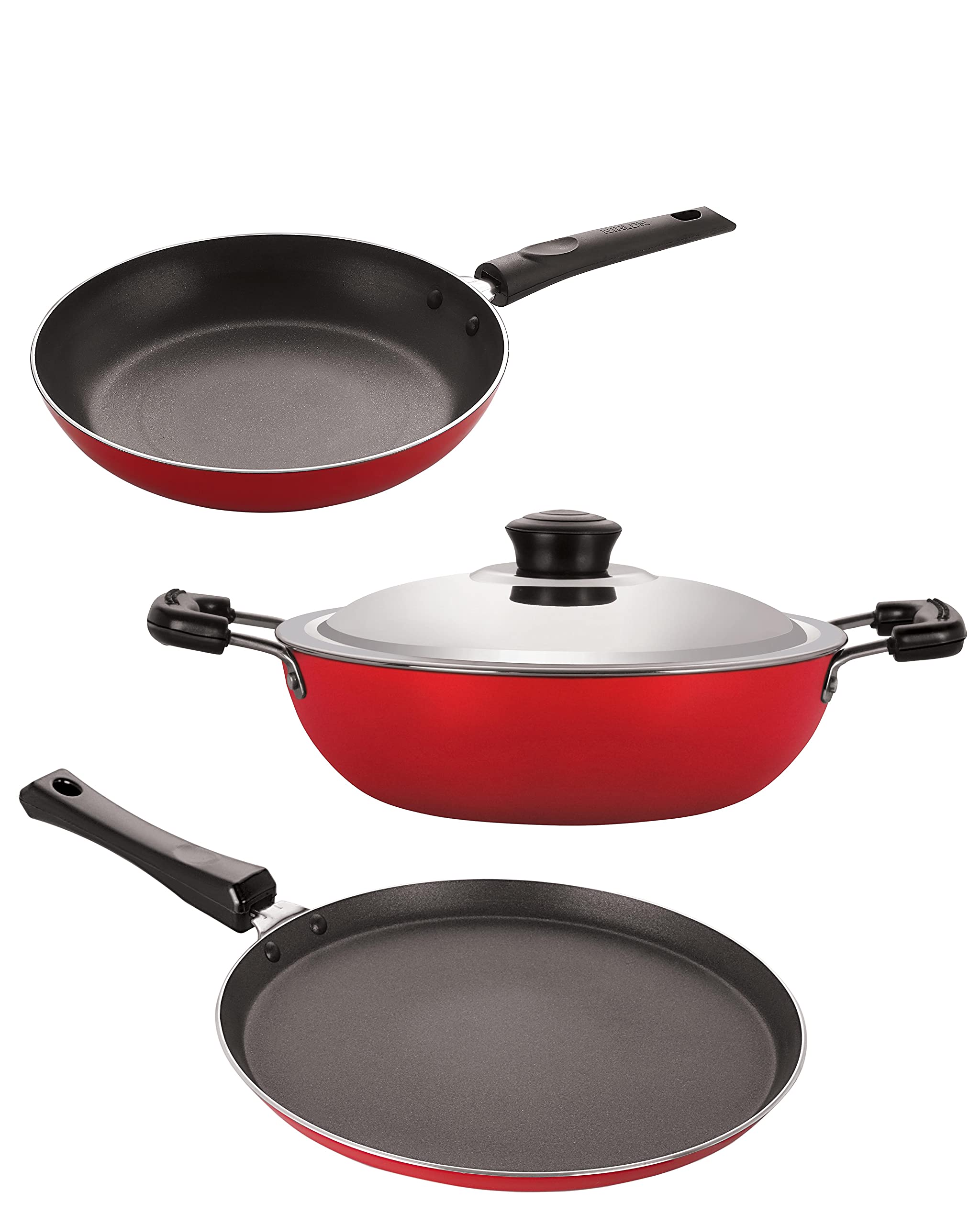 Nirlon NonStick Coated Aluminium Kitchenware Set With Steel Lid