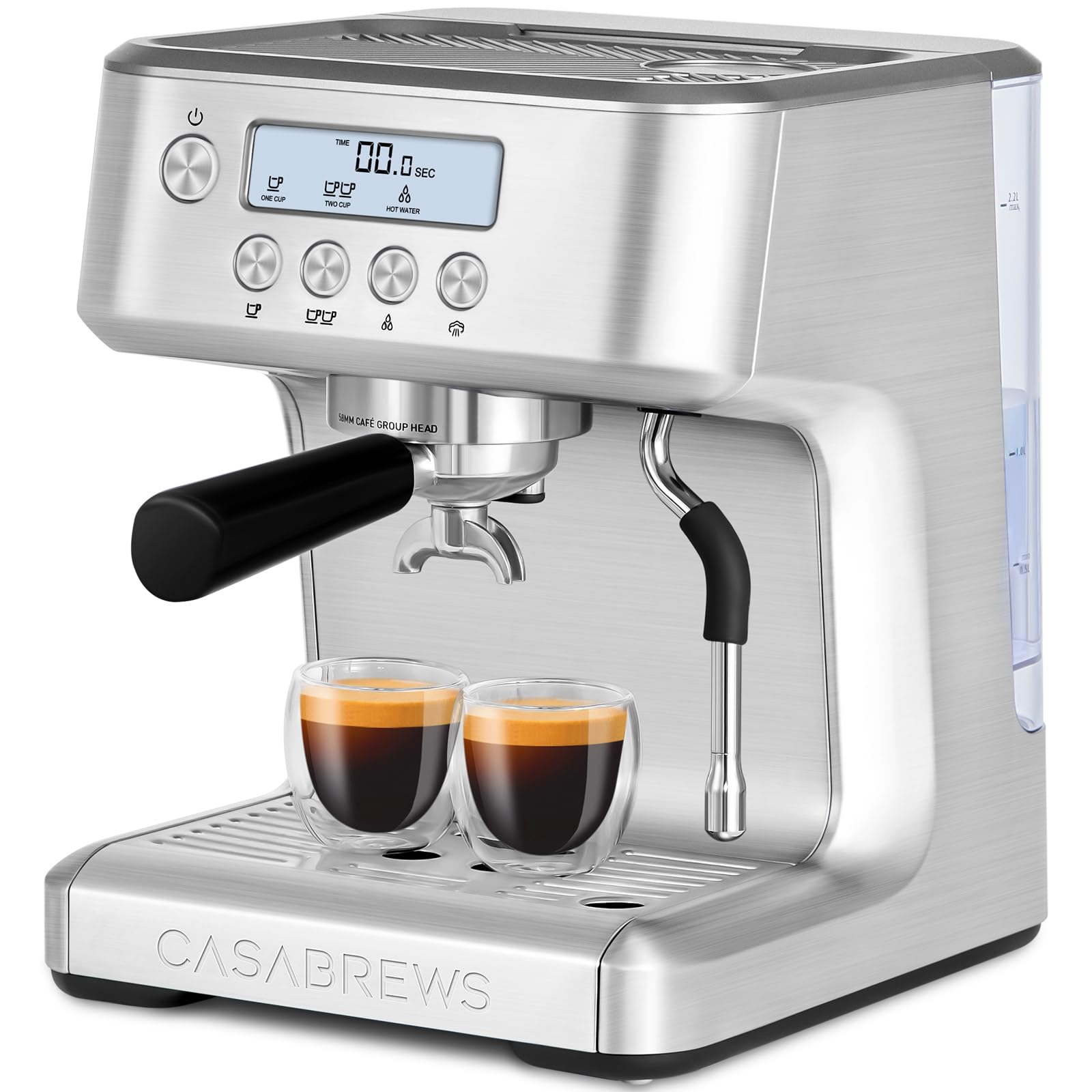 Casabrews Espresso Machine With Lcd Display, Powerful Milk Frother And Customizable Brewing Temperature, Provides Barista-Level