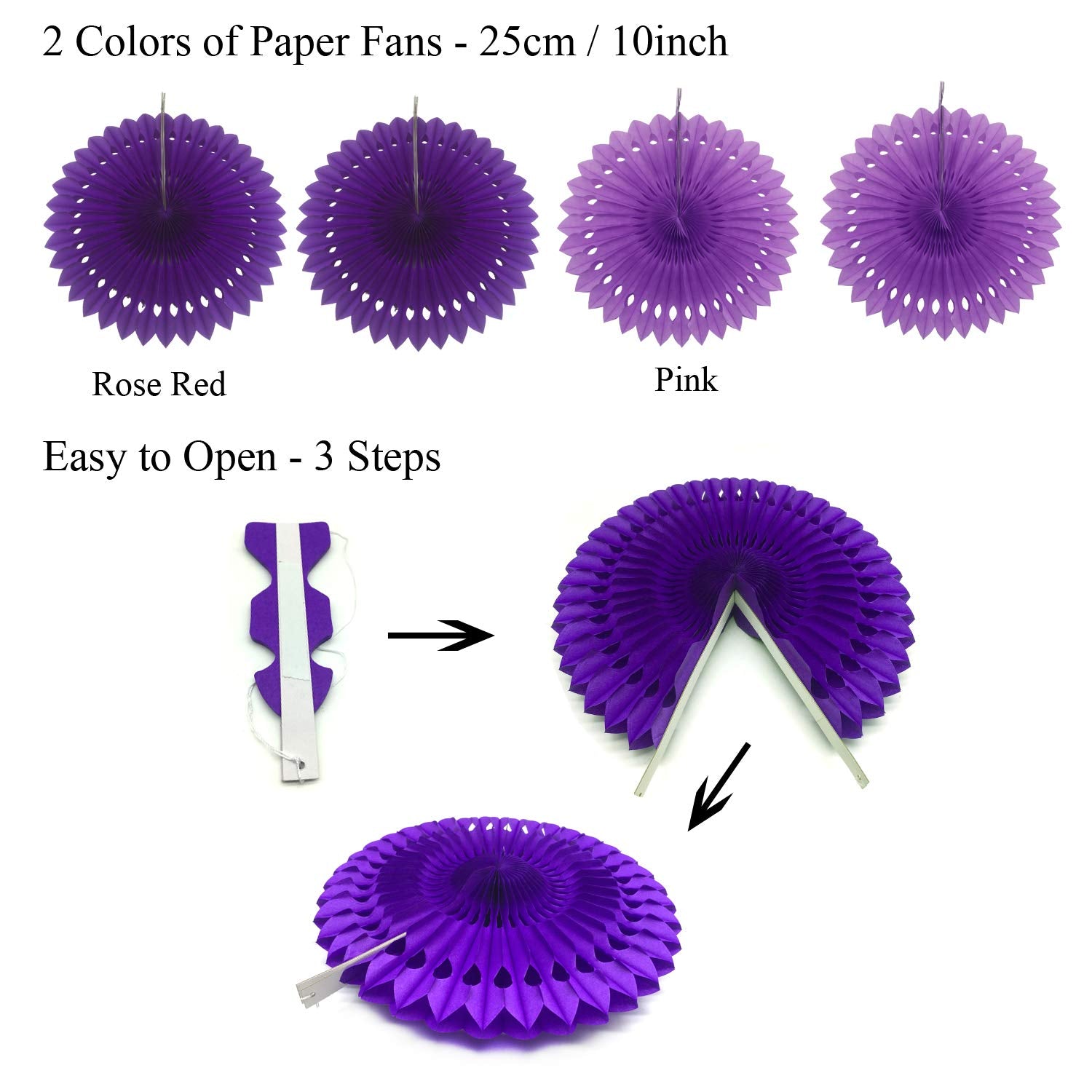 ZERODECO Party Decoration  21 Pcs Purple and Lavender Hanging Paper Fans  Pom Poms Flowers  Garlands String Polka Dot and Triangle Bunting Flags for Birthday Parties  Wedding  Mermaid Party
