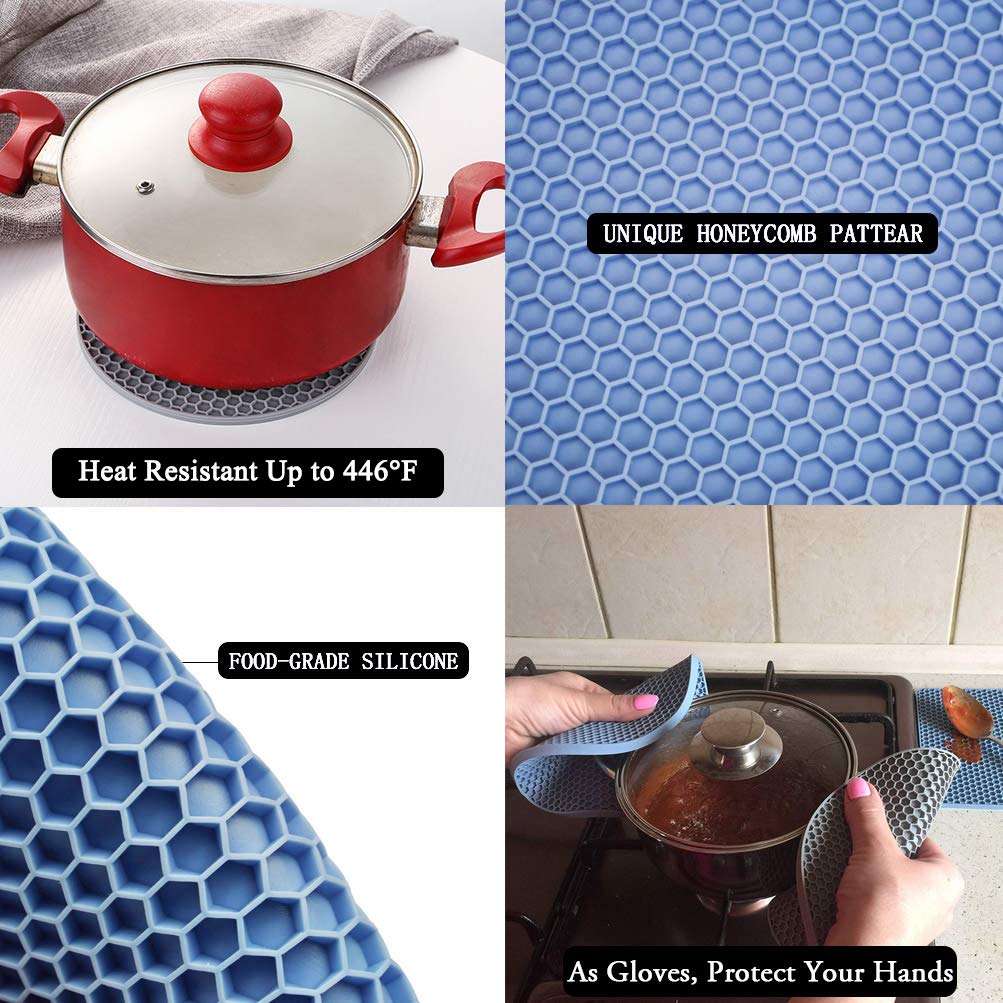 Trivets For Hot Dishes, 4 Pack Silicone Hot Pads Pot Holders For Kitchen, Non-Slip Heat Resistant Silicone Mat For Countertops,