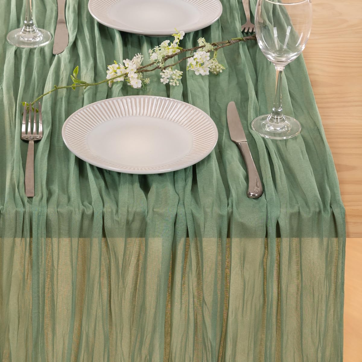 Mlmc St. Patrick'S Day Sage Green Cheesecloth Table Runner 10Ft Rustic Gauze Cheese Cloth Table Runner 35X120 Inches For Spring