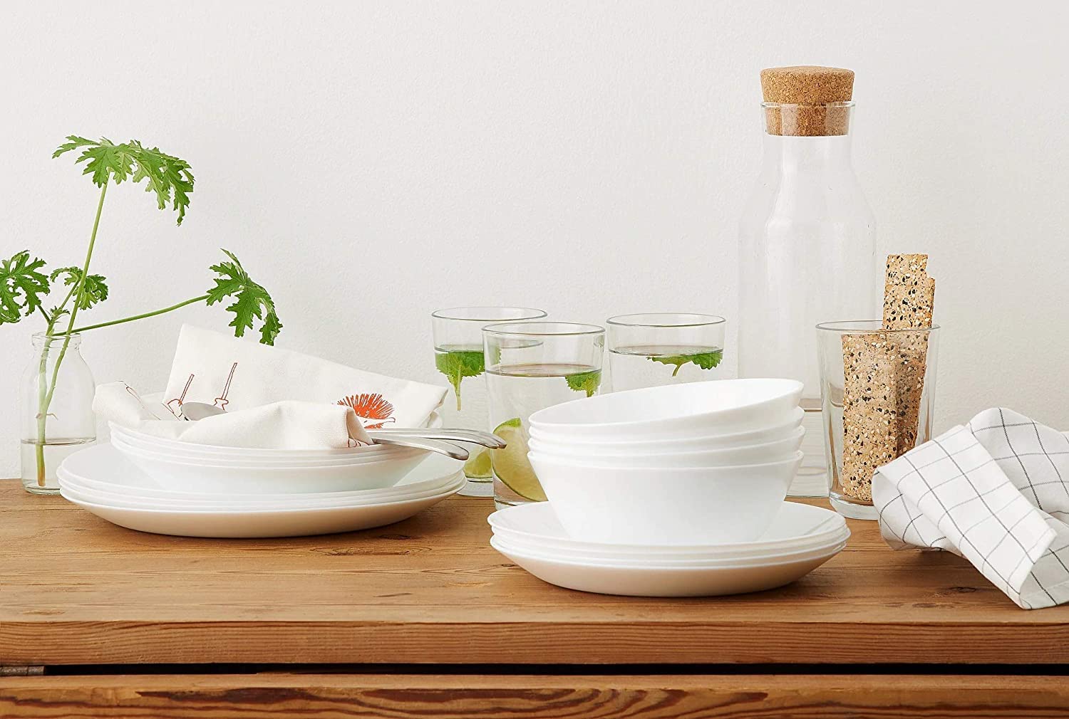 Bs Case Ikeaa Tempered Opal Glass Dinnerware Plates And Bowls (Pack Of 6) (Deep Plate, White20 Cm (8))