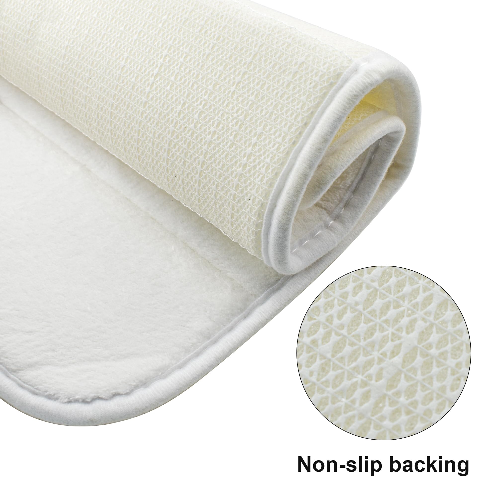 Vanra Small Bath Mat Bath Rugs Anti-Slip Memory Foam Non-Slip Bathroom Mat Soft Bathmat Carpet 15.7'' X 23.6'' (White)