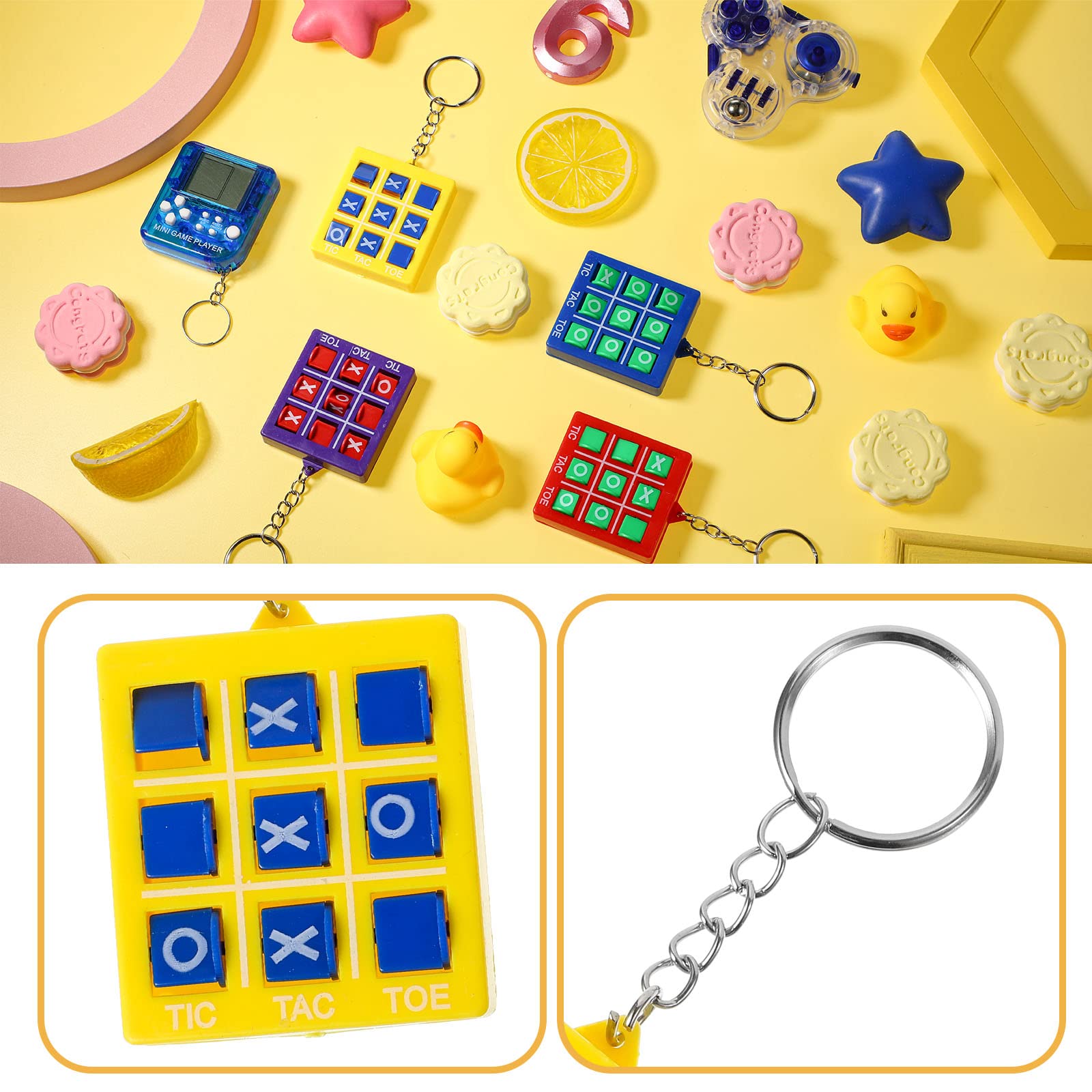 36 Pieces Tic Tac Toe Keychain Set Game Party Favors Include 12 Tic Tac Toe Keychain For Backpack And 12 Mesh Bags Drawstring Wh