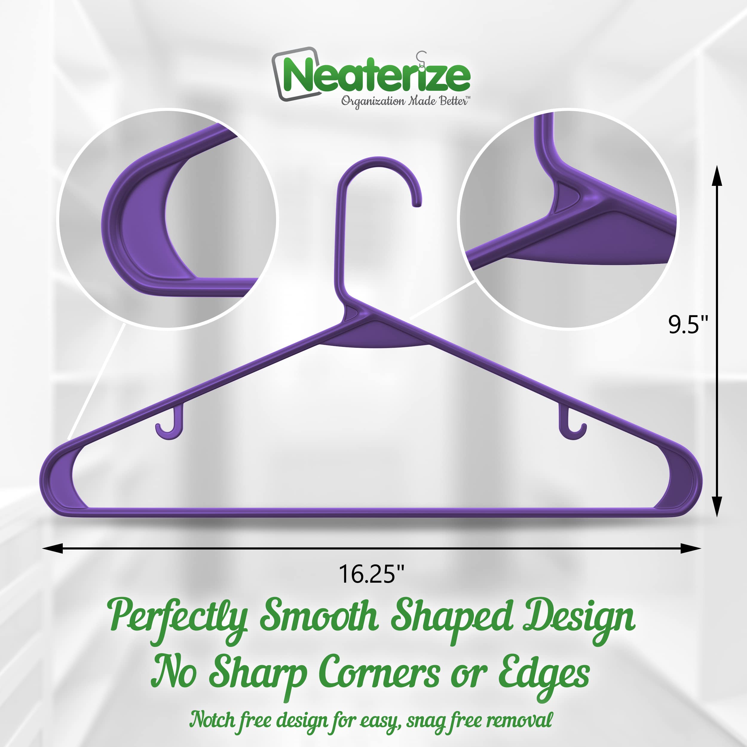 Clothes Hangers Plastic 20 Pack - Purple Plastic Hangers - Makes The Perfect Coat Hanger And General Space Saving Clothes Hanger