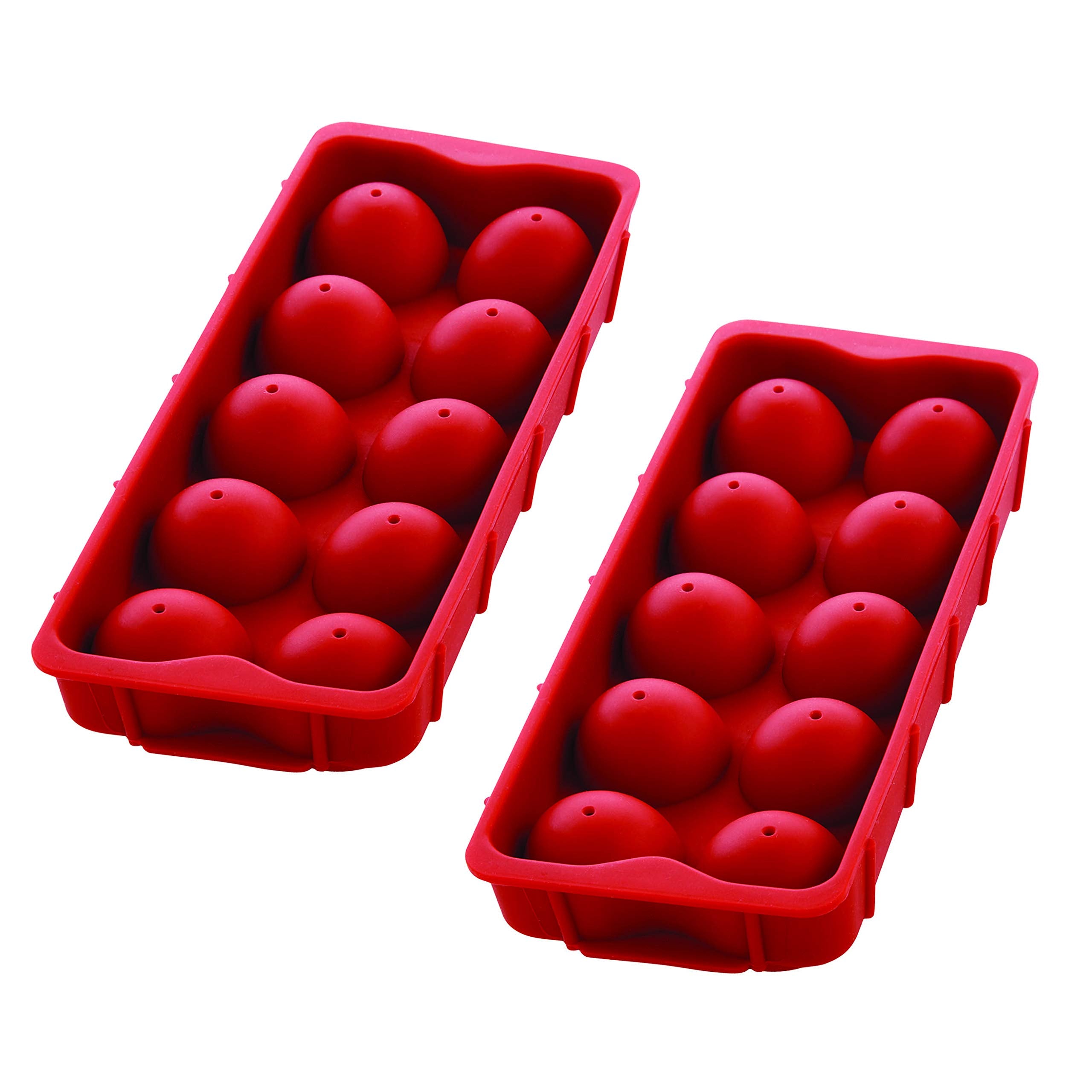 Hic Kitchen Cannonball Silicone Ice Cube Tray, European-Grade, Non-Stick, Set Of 2 For 20 Large Ice Balls