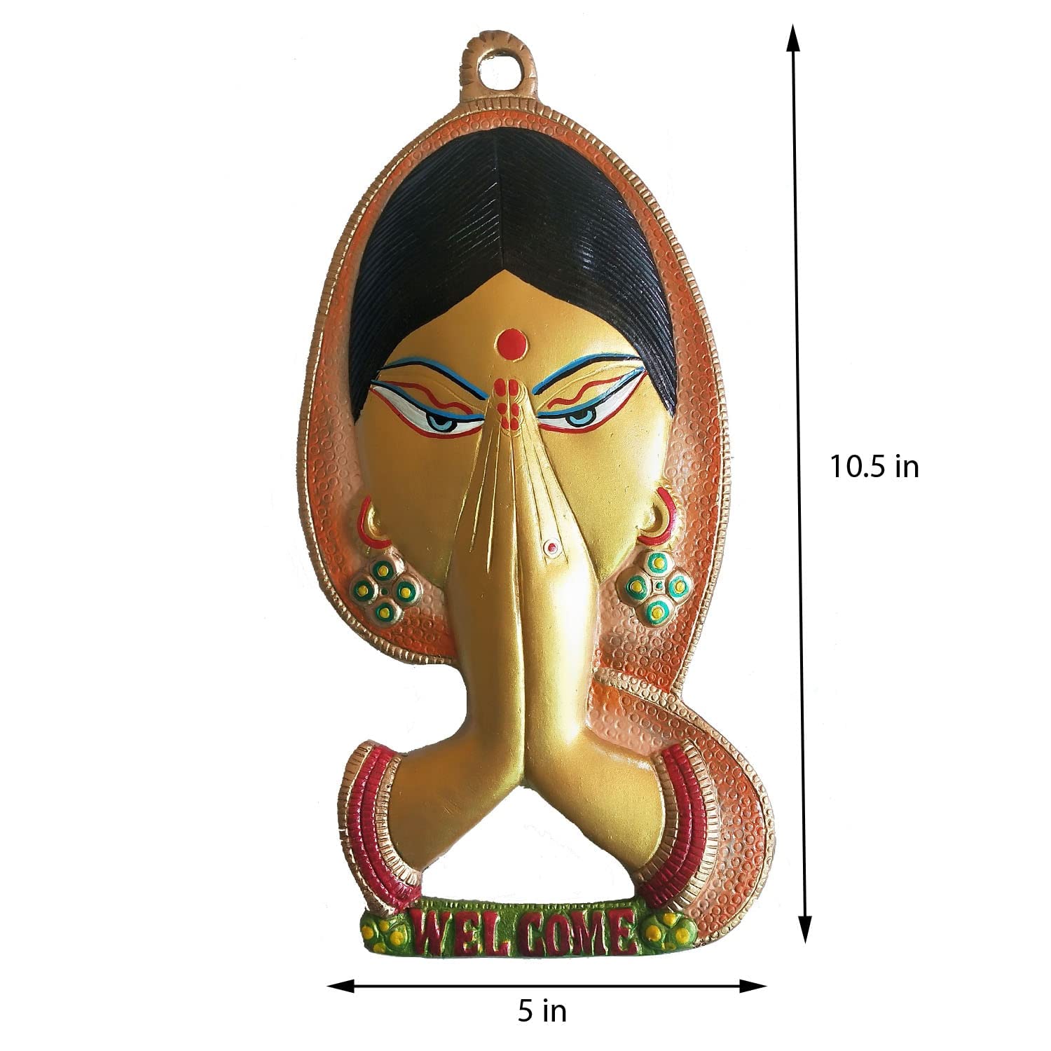 Salvus App Solutions Traditional Indian Namaste Lady Wall Hanging - Elegant Welcome Sign For Home Entrance, Vibrant Hand-Painted