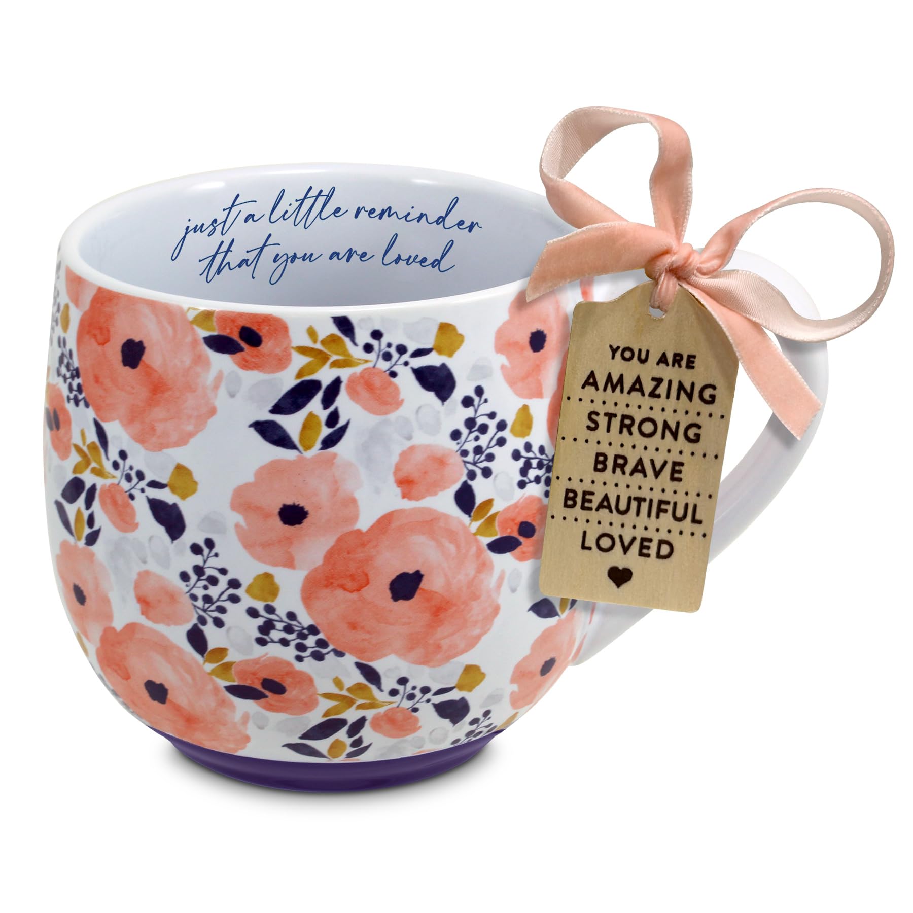 Lighthouse Christian Products Kindness Collective Inspirational Affirmation Coffee Cup, Floral Mug with Encouragement Tag, 18 Ou