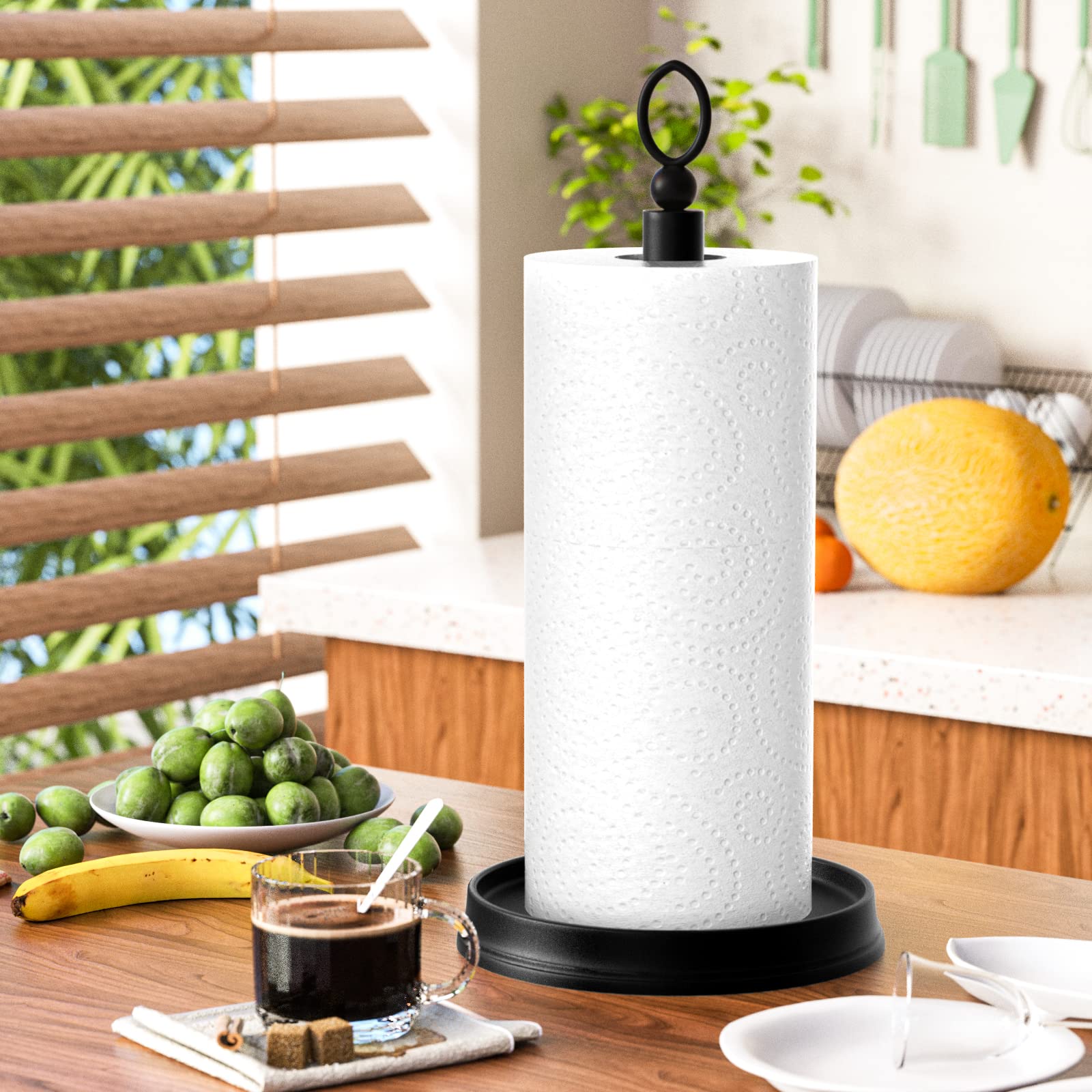 Kasunto Paper Towel Holder (Heavy Weighted Base) Steel Paper Towel Holder Countertop,Paper Towel Holder Stand For Kitchen Counte