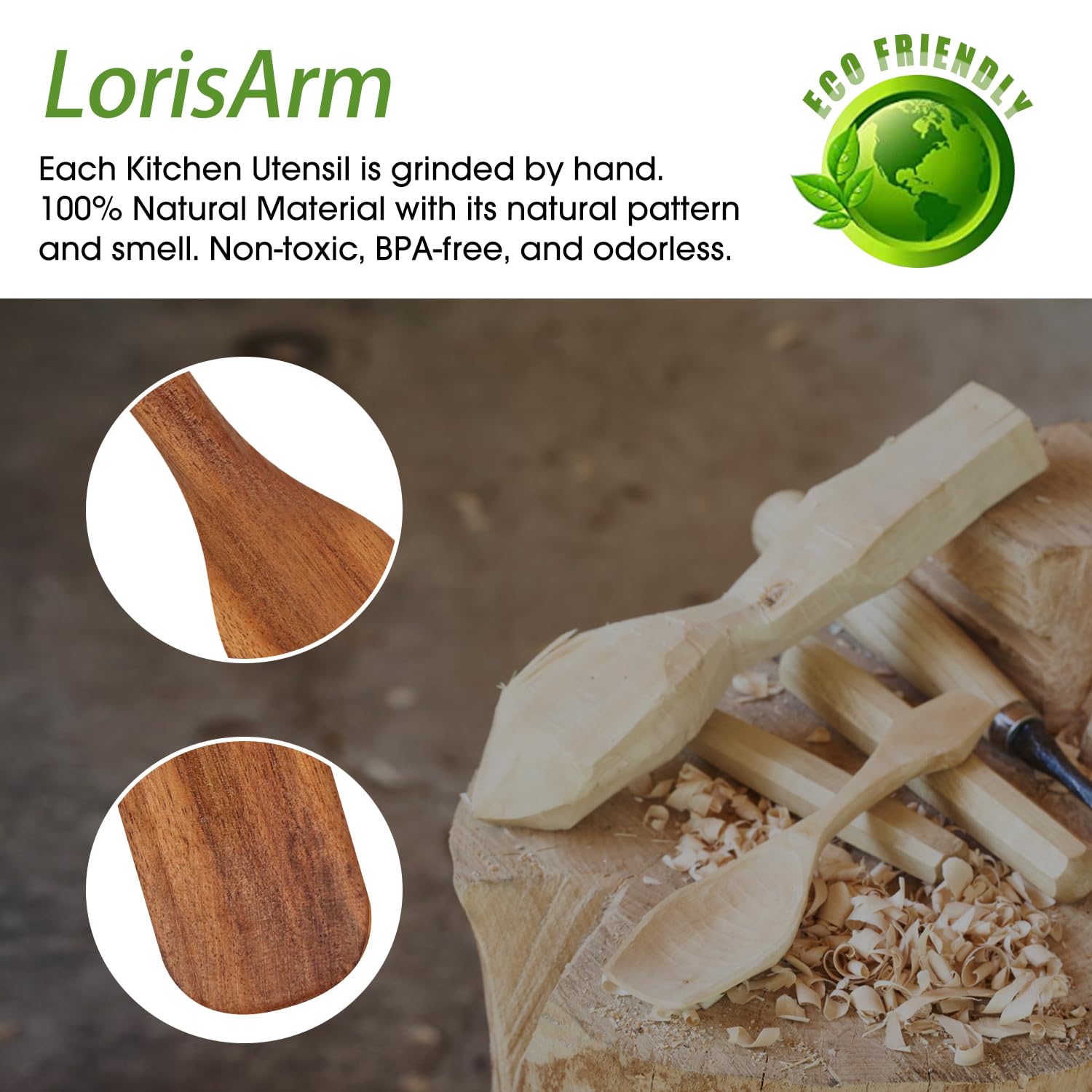 LorisArm Acacia Wood Spatula Set - 4-Pack Kitchen Utensils, 14-inch Turner, Durable Cooking Tool