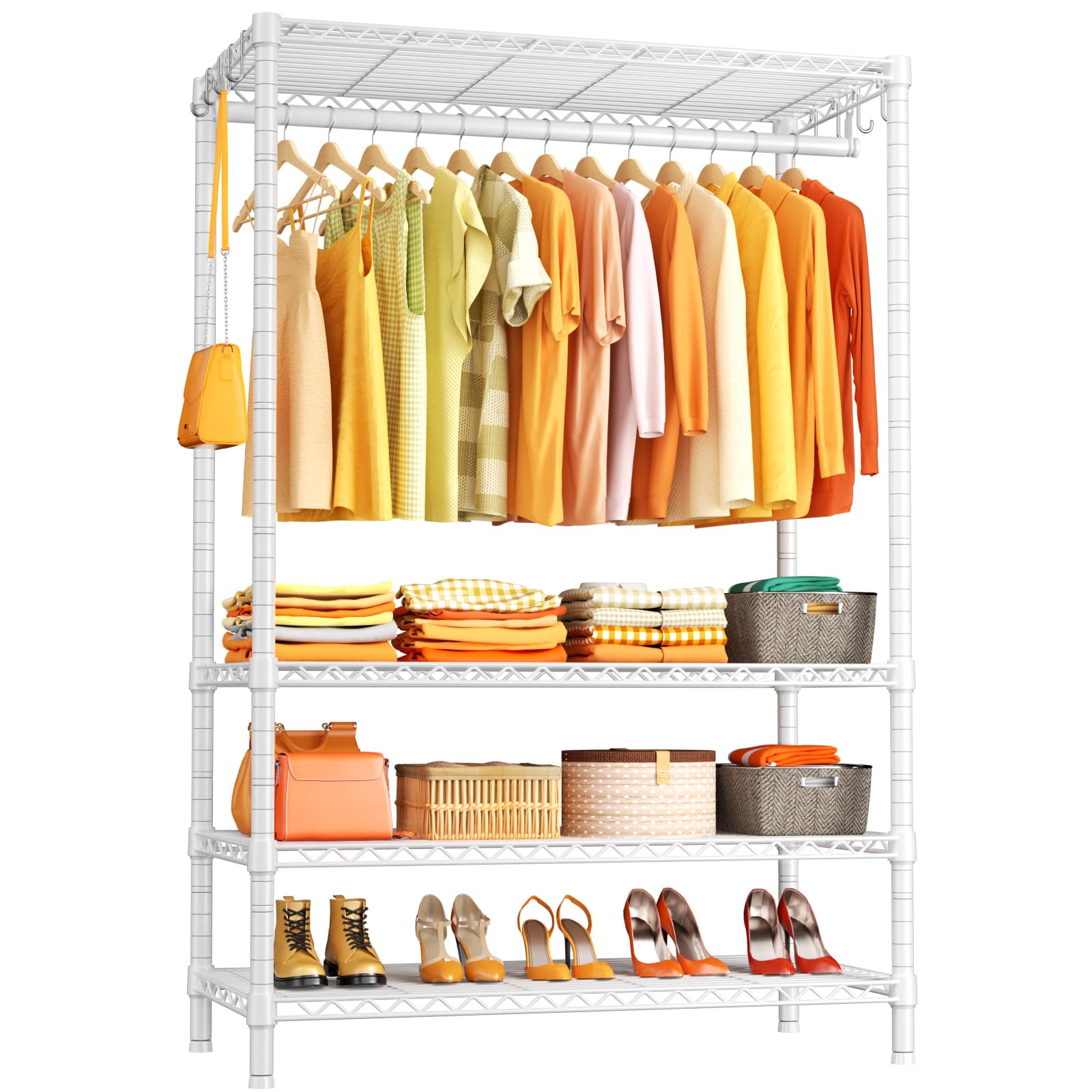 Ulif H4 Plus Garment Rack, 4-Tier Portable Clothes And Clothing Rack For Bedroom And Cloakroom, Closet Storage And Organizer War