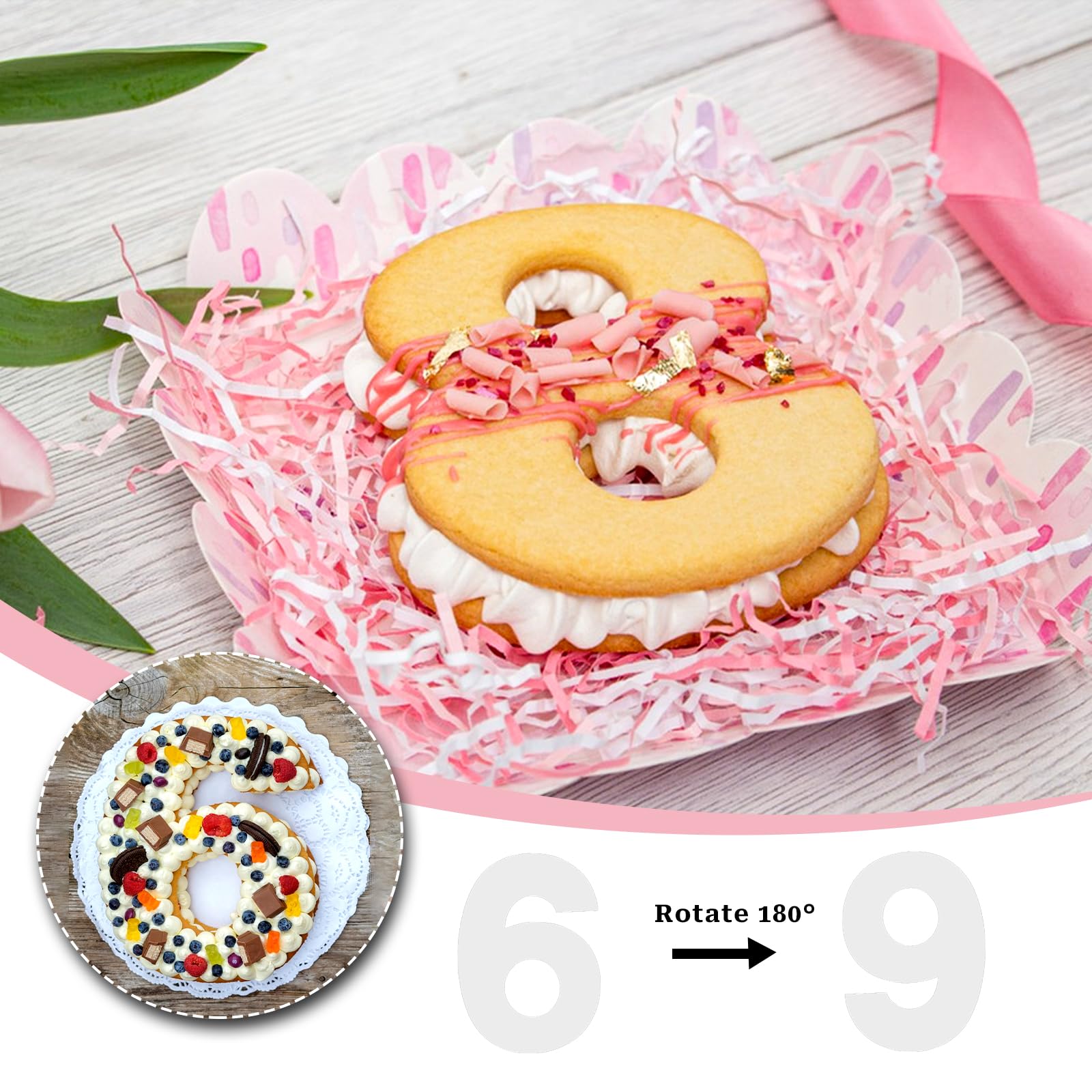 12 Inch Large Size Number Cake Mold Baking Forms Moulds, 9 Pieces 0-8 Cake Number Stencils Flat Plastic Templates Cake Cutting N