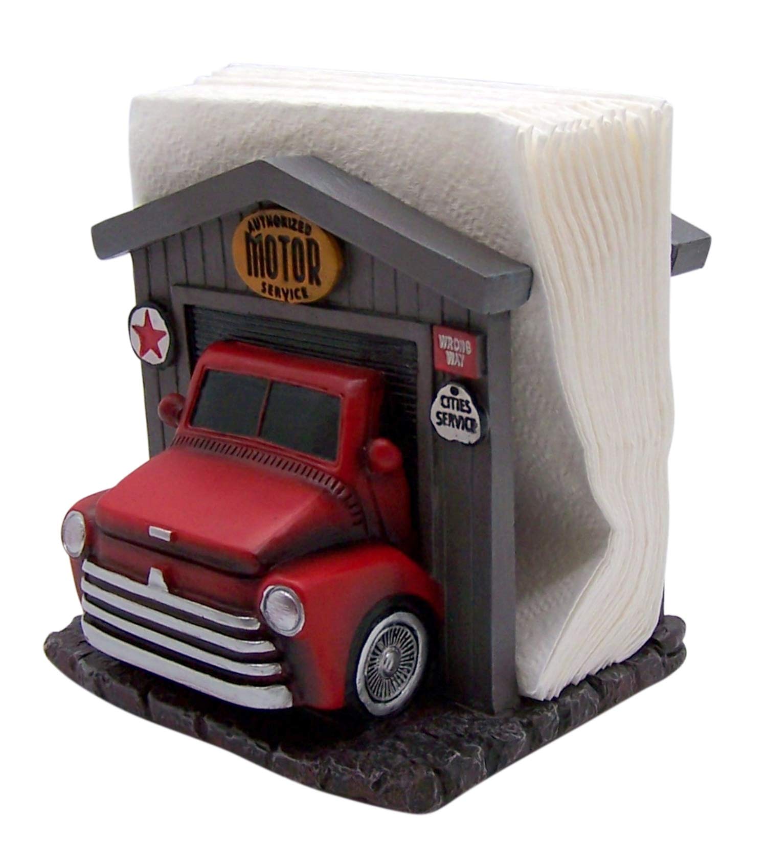 Red Truck Shop Napkin Holder, Novelty Rustic House Decor For Kitchen, 6 Inch