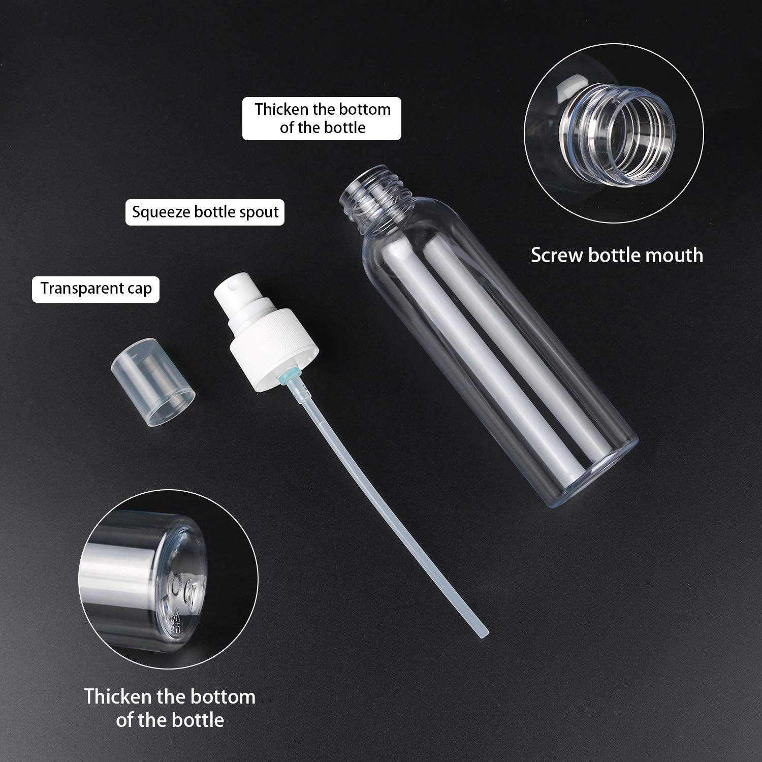 Trendbox 12 Pack Empty Transparent Plastic Fine Mist Spray Bottle 120 Ml (4 Oz)