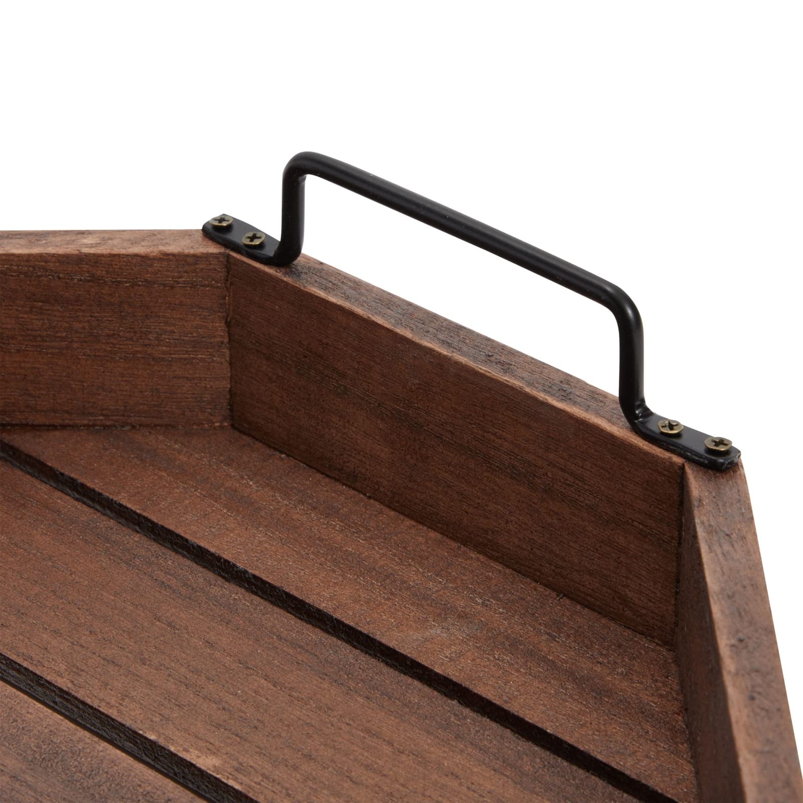 Farmlyn Creek Decorative Rustic Wooden Serving Tray With Metal Handles For Candles, Coffee Table, Farmhouse Home Decor (11.75 X