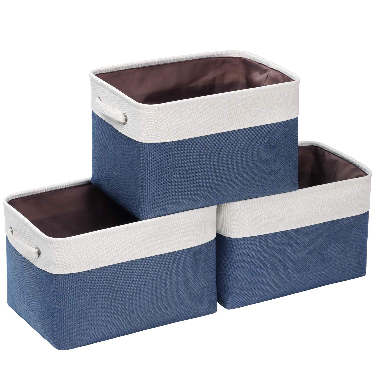 Kntiwiwo Foldable Storage Bins 15 x 10 x 9.5 Fabric Storage Basket Cube with Handles Large Linen Closet Organizer Bins for Organ