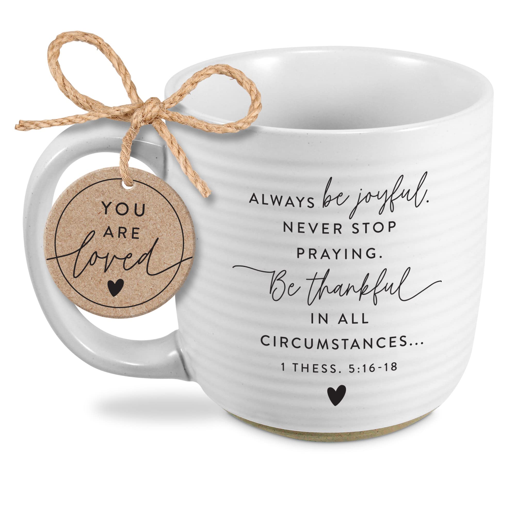 Lighthouse Christian Products Be Joyful Hold Onto Hope Rib Textured White 20 Ounce Ceramic Mug