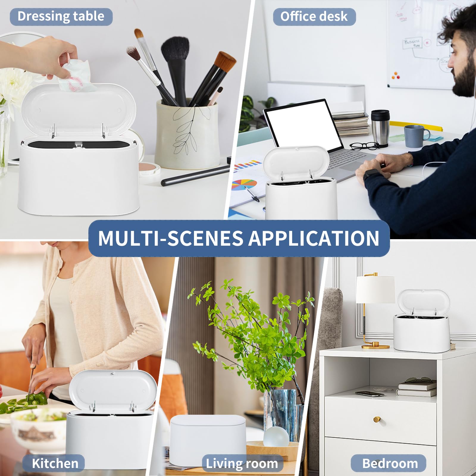 LTWQLing Mini Trash Can - Removable Small Garbage Bin, White, for Bathroom, Office, Kitchen, Desk, Coffee Table, Model: MINI-Trash Can