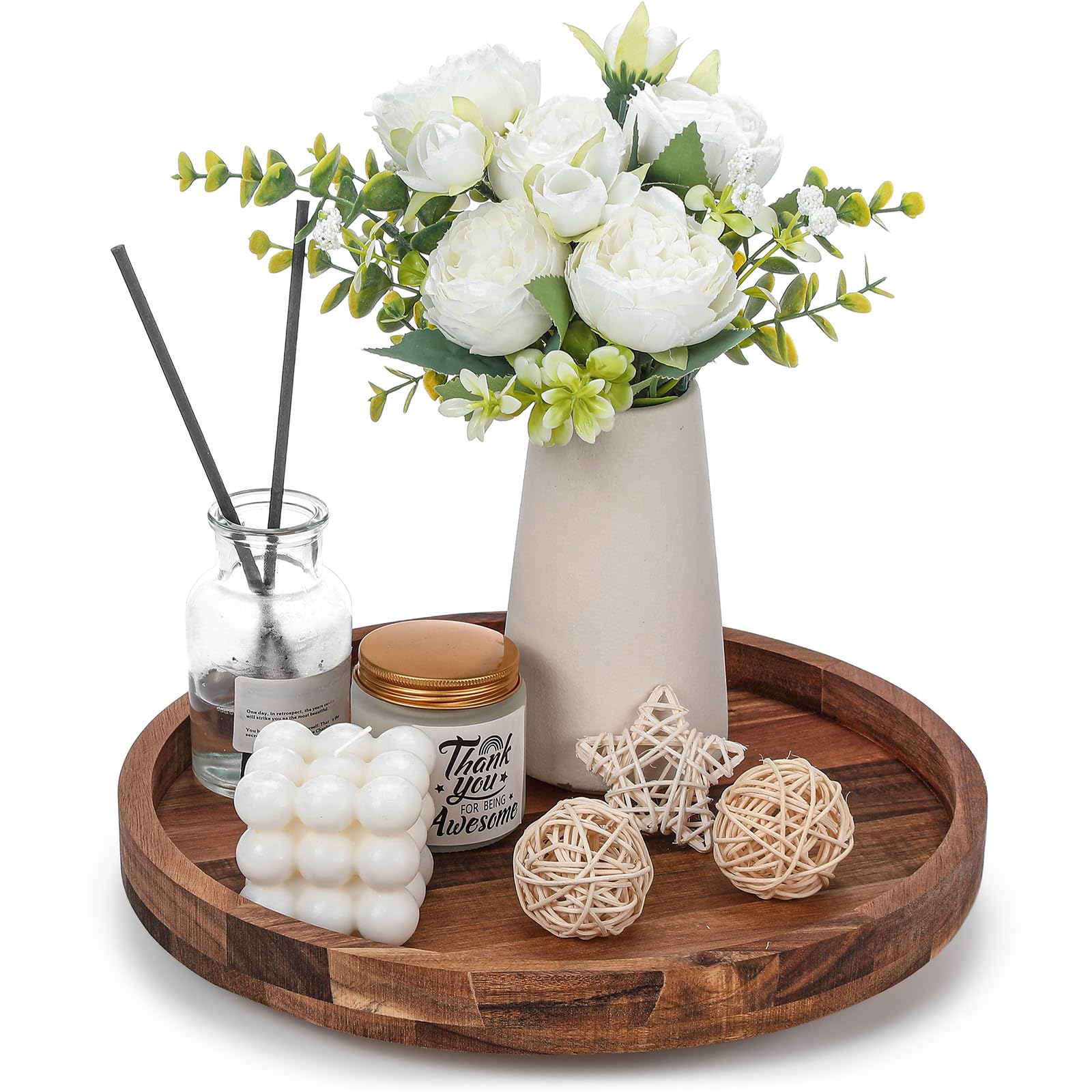 Nitial 12 Acacia Wood Lazy Susan Organizer Wooden Rotating Turntable Organizer Kitchen Organizer Turntable for Dining Table Co