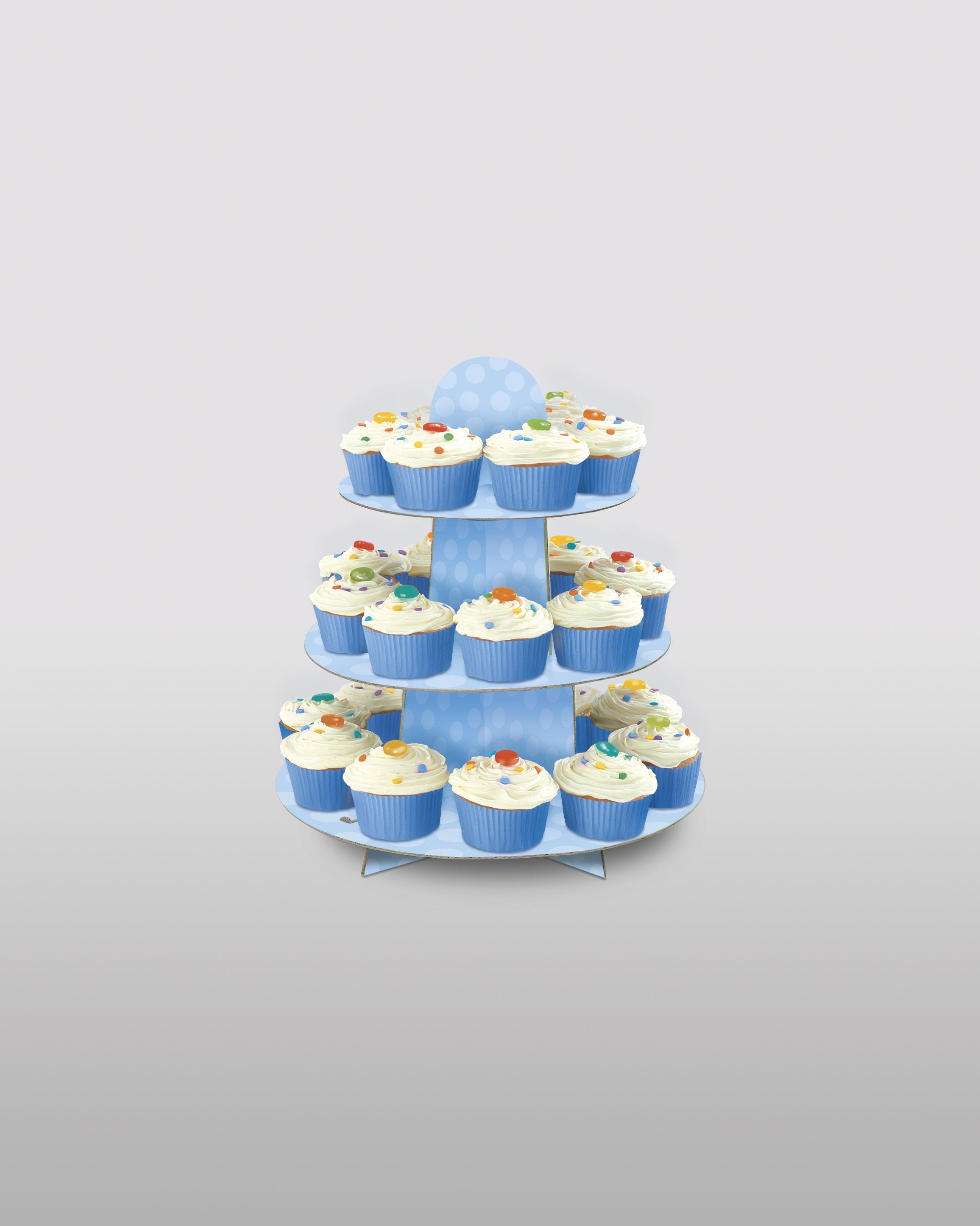 Unique Polka Dot Cardboard Cupcake Stand  13.5'' x 11.75''  Baby Blue