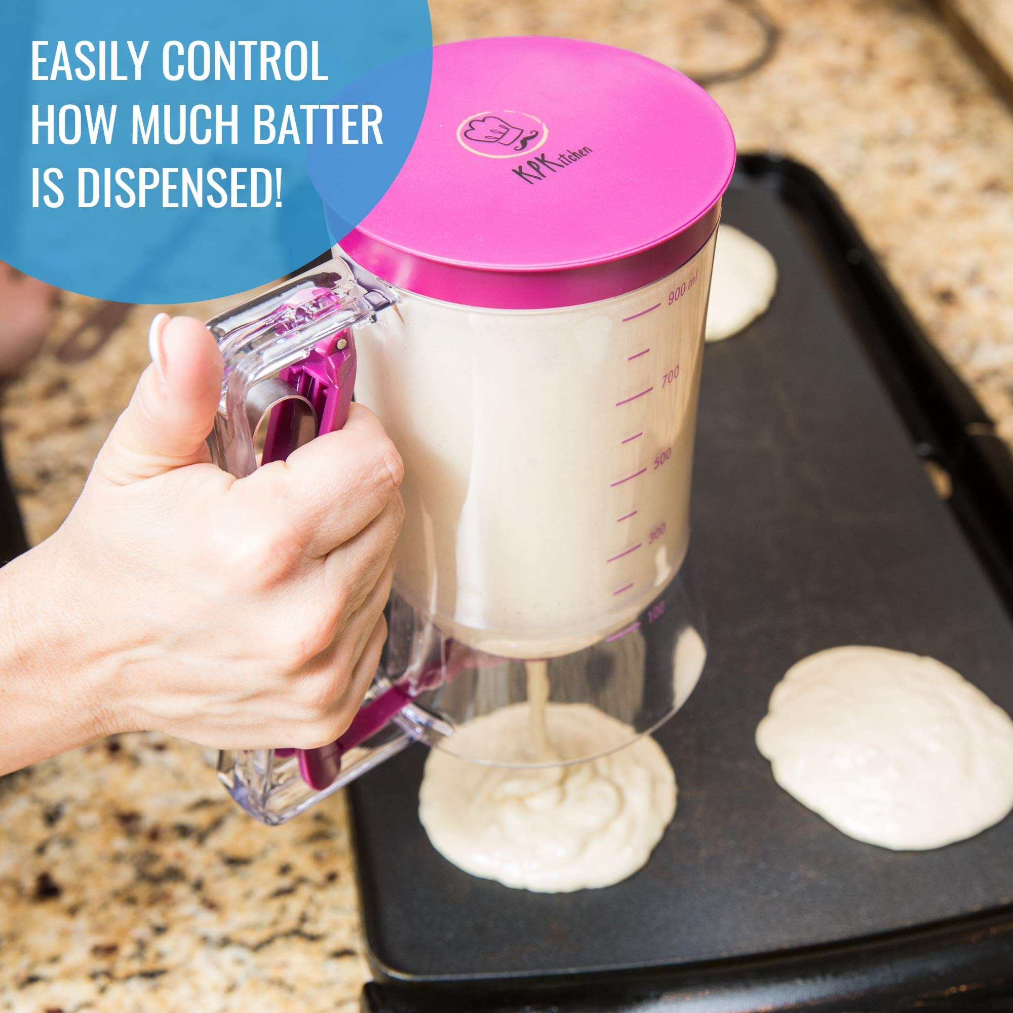 Kpkitchen Pancake Batter Dispenser - Kitchen Must Have Tool For Perfect Pancakes, Cupcake, Waffle, Muffin Mix, Cake & Crepe - Ea