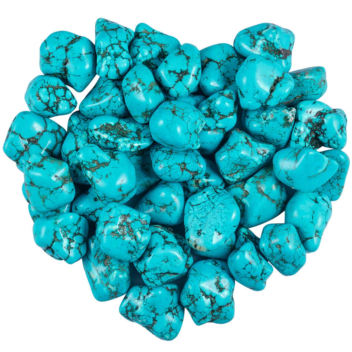 rockcloud 1/2 Ib Green Howlite Turquoise Irregular Tumbled Polished Stones for Wicca, Reiki and Energy Healing Crystal Home Deco
