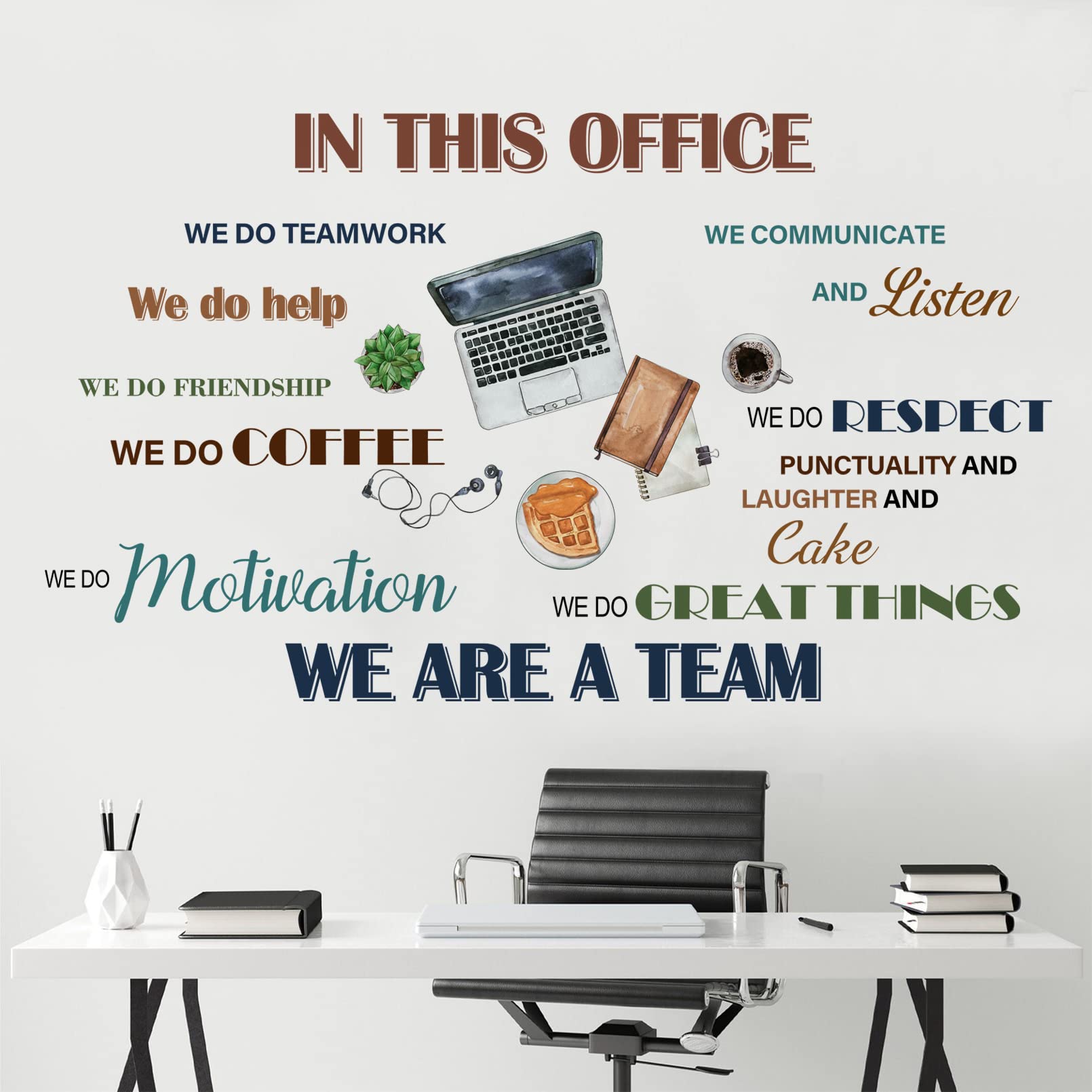 Mfault Office Inspirational Quotes Positive Sayings Peel Stick Wall Decals Stickers, Colorful Motivational Lettering Teamwork De