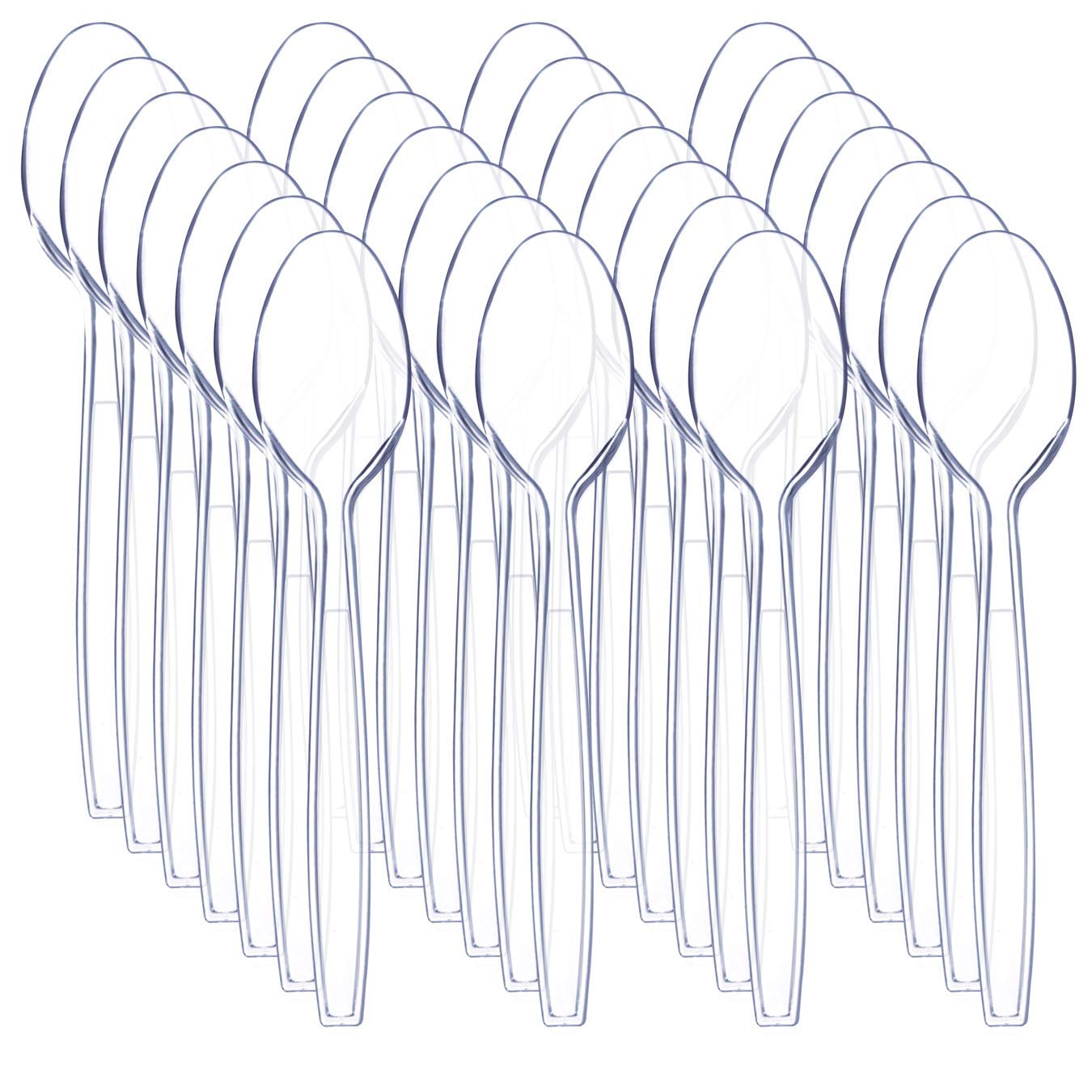 Liacere 360 Pieces Clear Plastic Spoons - Heavyweight Disposable Spoons-6.7inch Heavy Duty clear Cutlery - Plastic Utensils - Pe