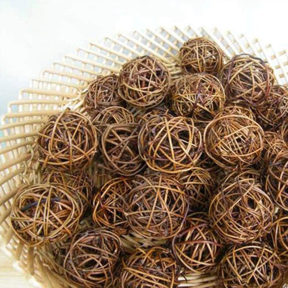 10pcs Wicker Rattan Balls Natural Grapevine Ball Christmas Tree Ball Ornament Parrot Bird Chew Toys for Christmas Party Garden W