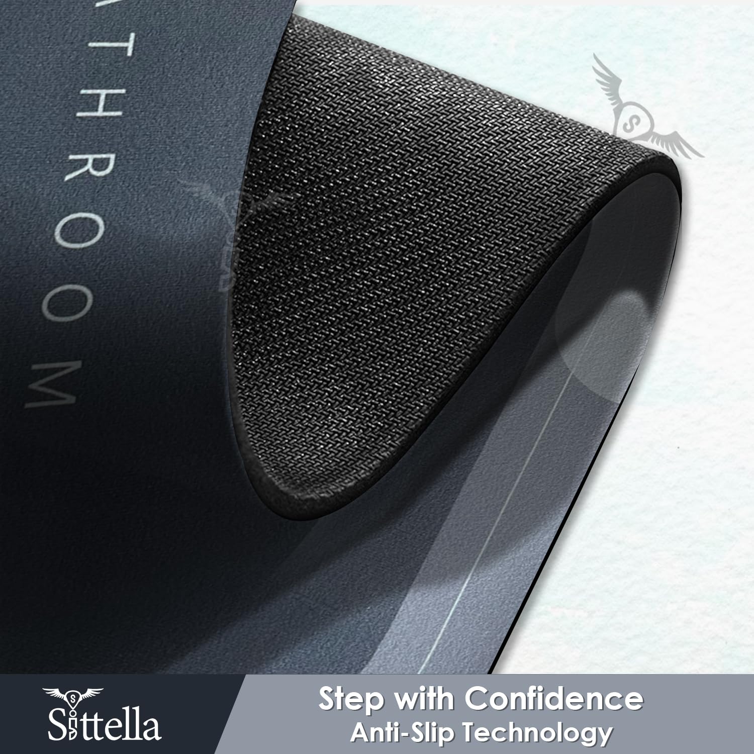 Sittella Rubber 3 Pieces (3.5Mm) Anti-Skid Water Soaking Bathroom Print Oval Door Mat, Water Absorbent Mat (40X60Cm) Grey