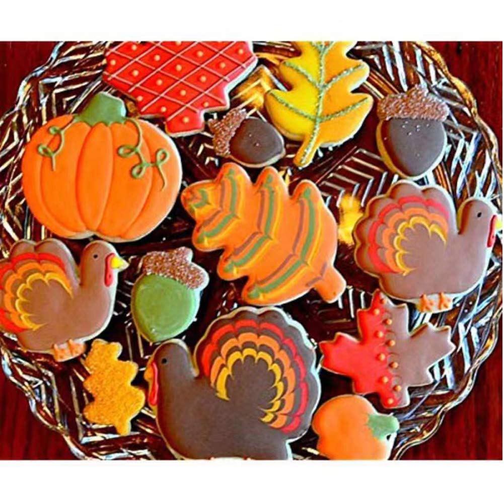 Fall Thanksgiving Cookie Cutters Set - 8 Pieces - Pumpkin, Football,Turkey, Maple Leaf, Oak Leaf,Squirrel,Candy Corn And Acorn-