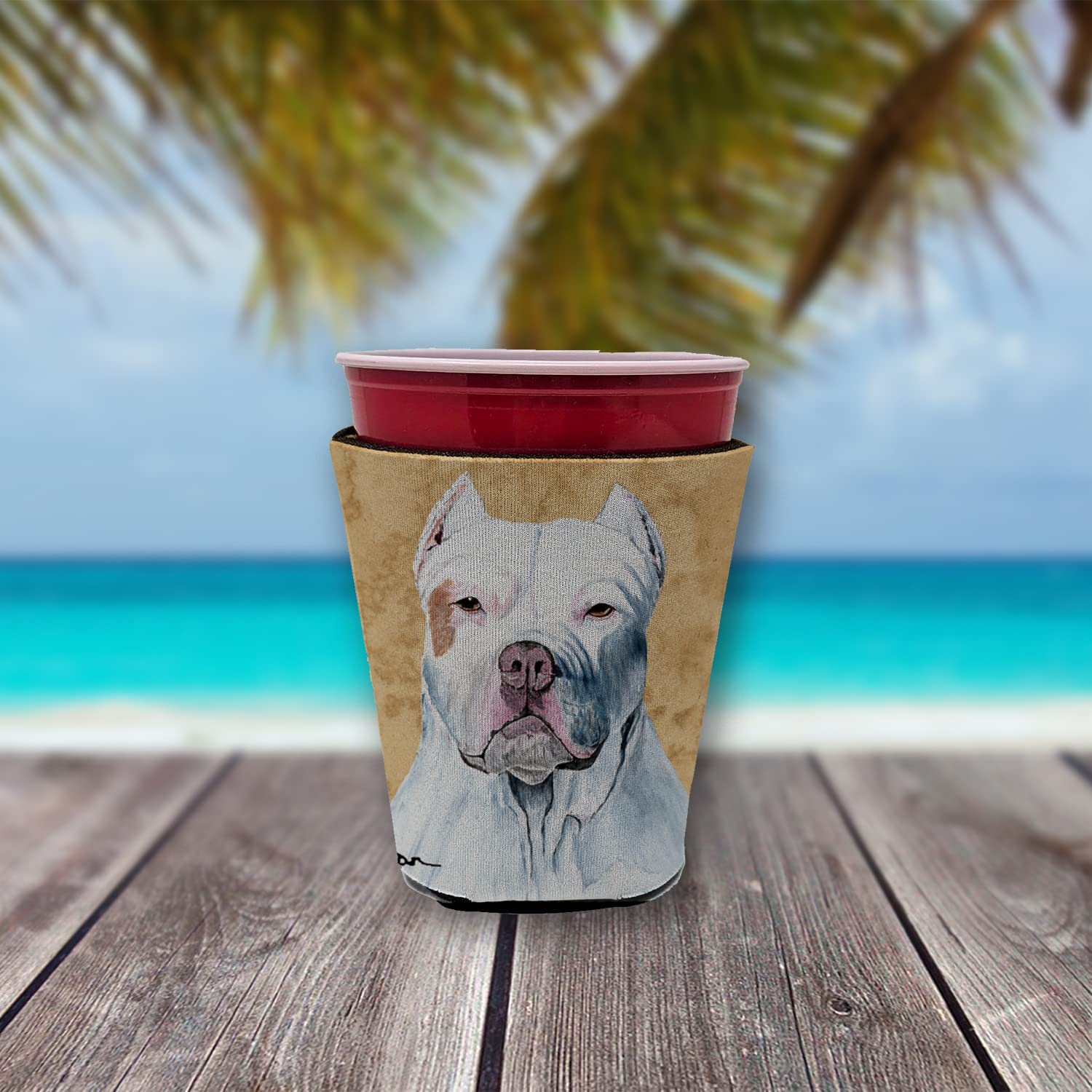 Pit Bull Red Solo Cup Beverage Insulator Hugger