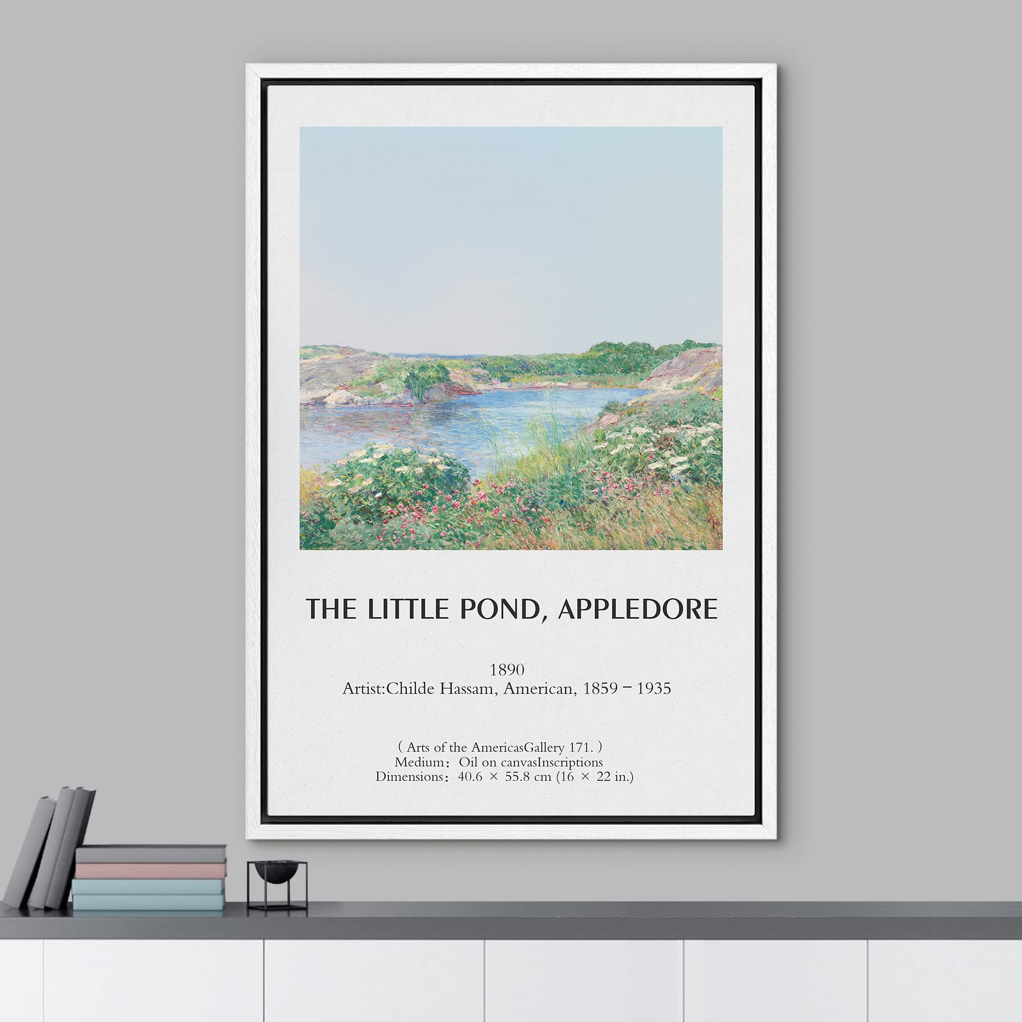 Idea4Wall Framed Canvas Print Wall Art Little Pond, Appledore Master Artist Childe Hassam Nature Wilderness Oil Painting Impress