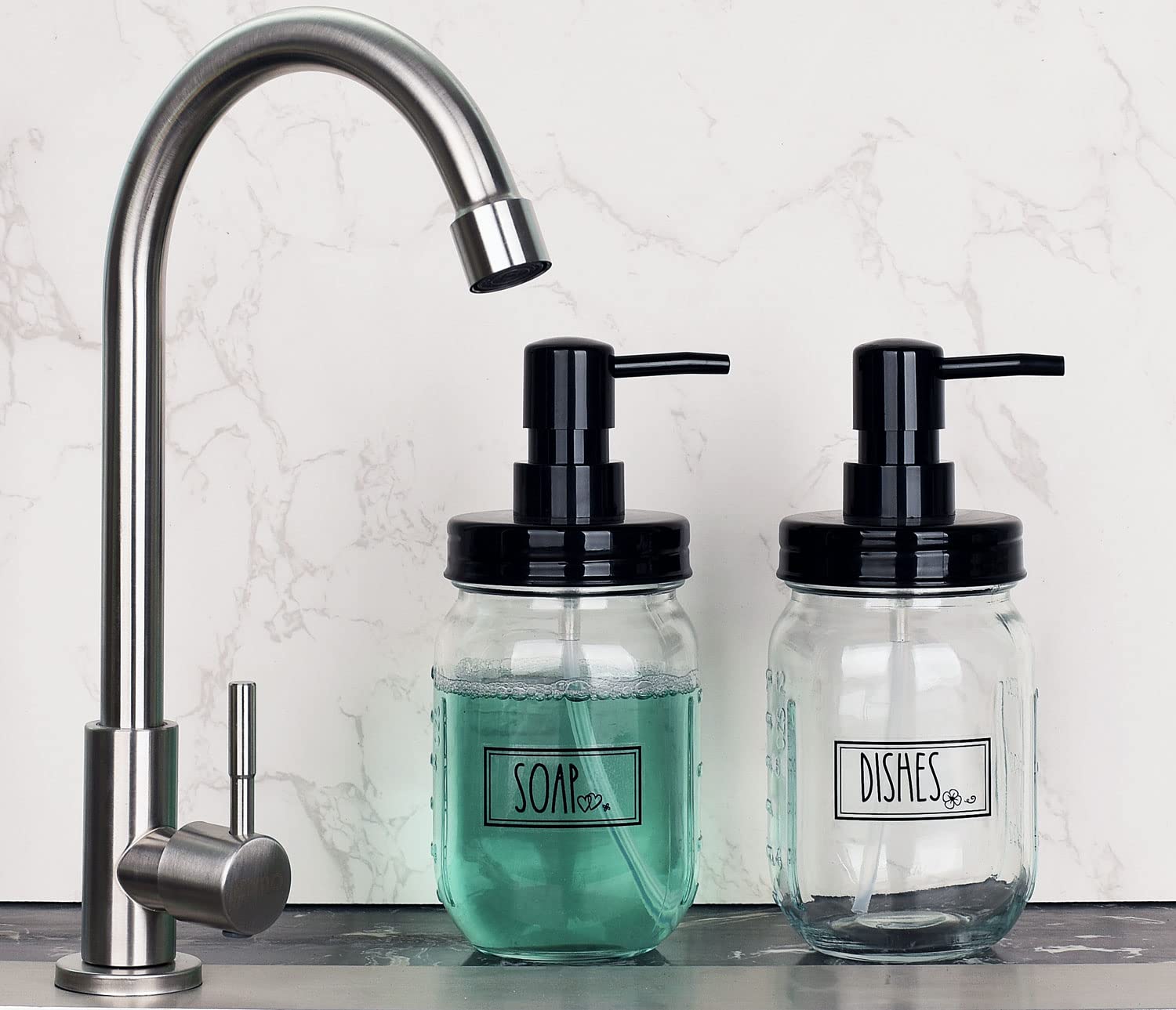 Onsogi Regular Mouth Plastic Mason Jar Soap Dispenser Pumps And Lids- Rust-Proof Mason Jar Accessories Rustic Farmhouse Kitchen