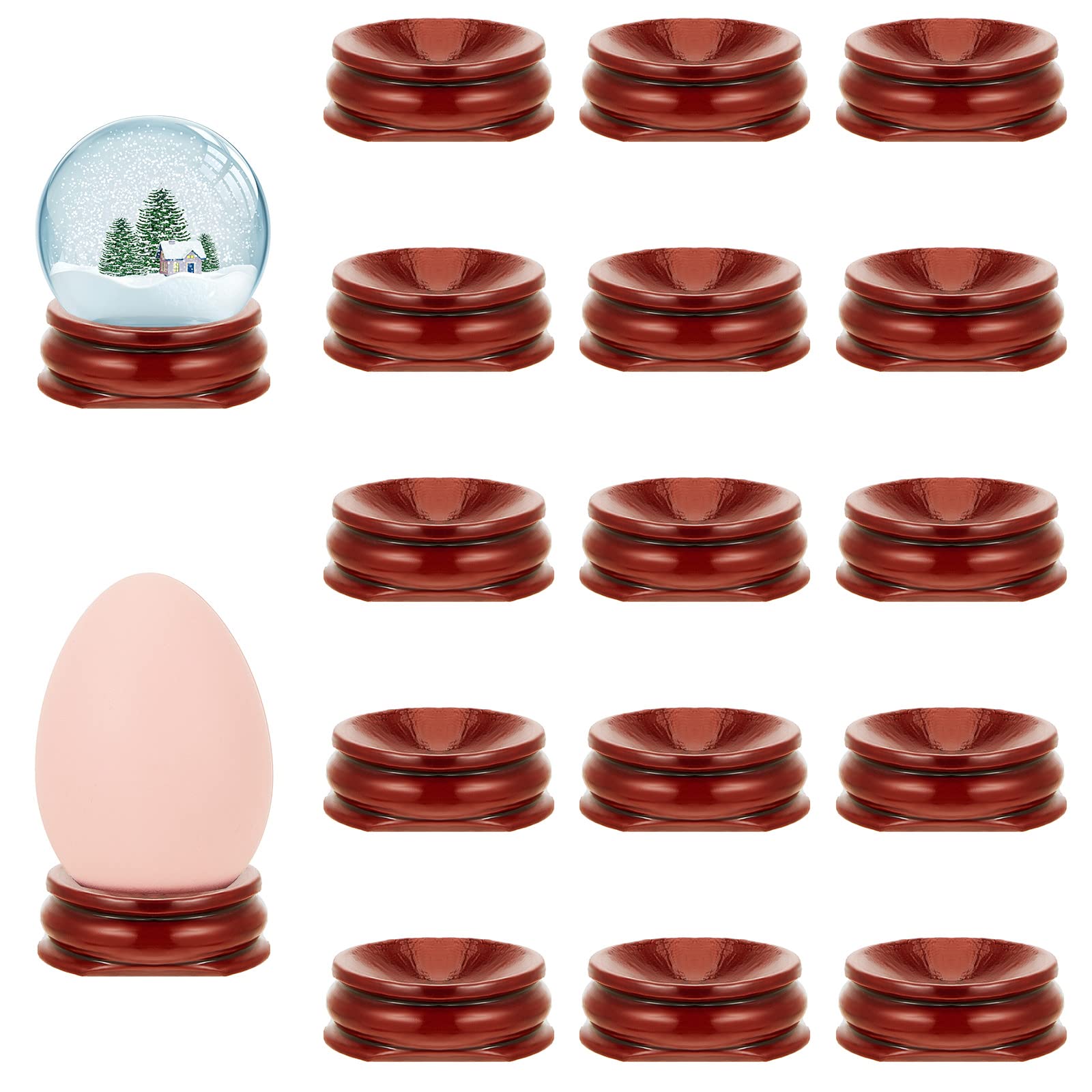 Taiyin 15 Pcs Sphere Stands for Display Crystal, Crystal Holder Wood Egg Ball Stand Stone Rock Display for Home Decor Gemstone (