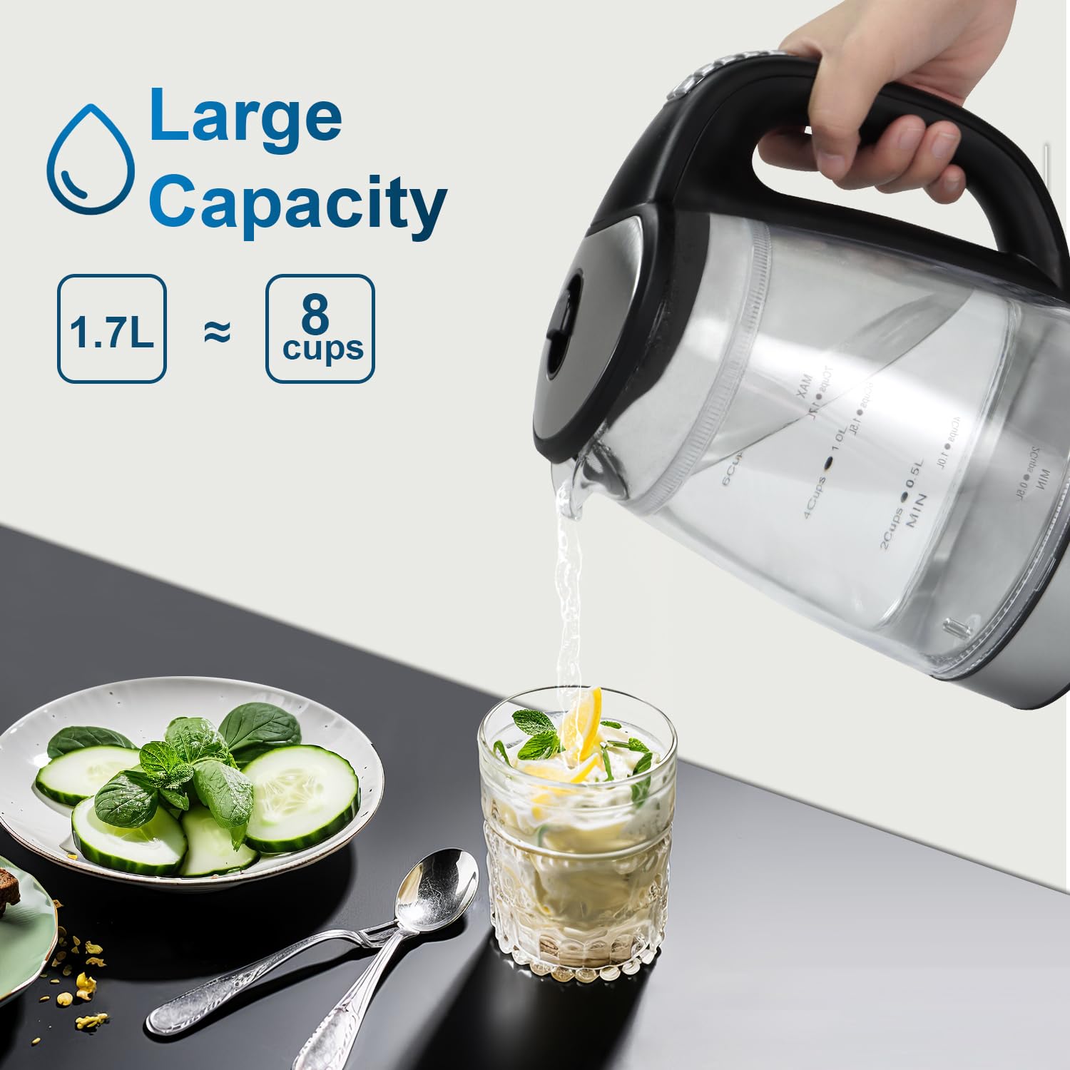 Plaman Electric Kettle Temperature Control - Keep Warm Hot Water Boiler, Double Wall Tea Kettle For Boiling Water 6 Presets 1500